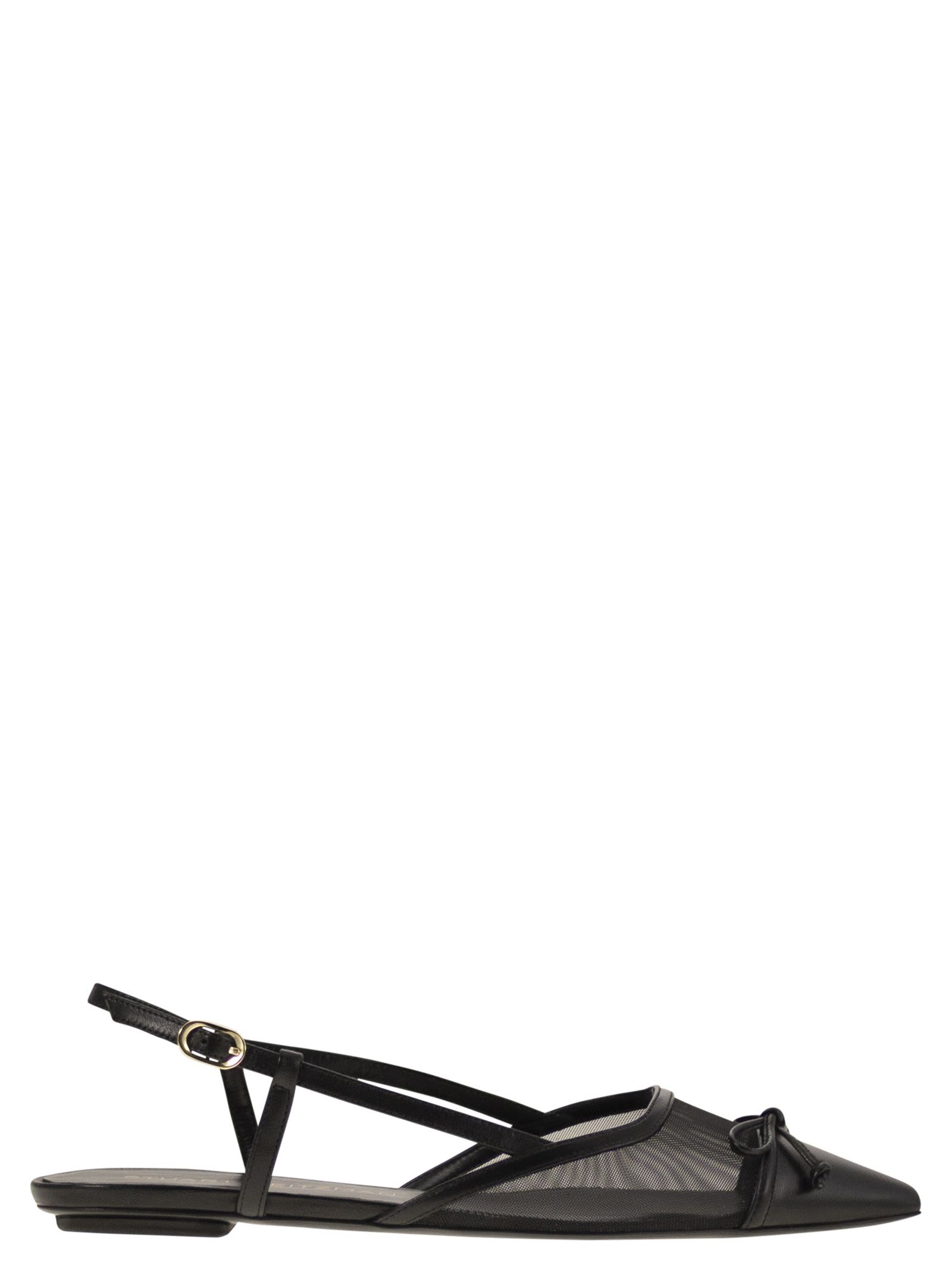 Stuart Weitzman Black Slingback Ballerinas With Pointed Design In Black