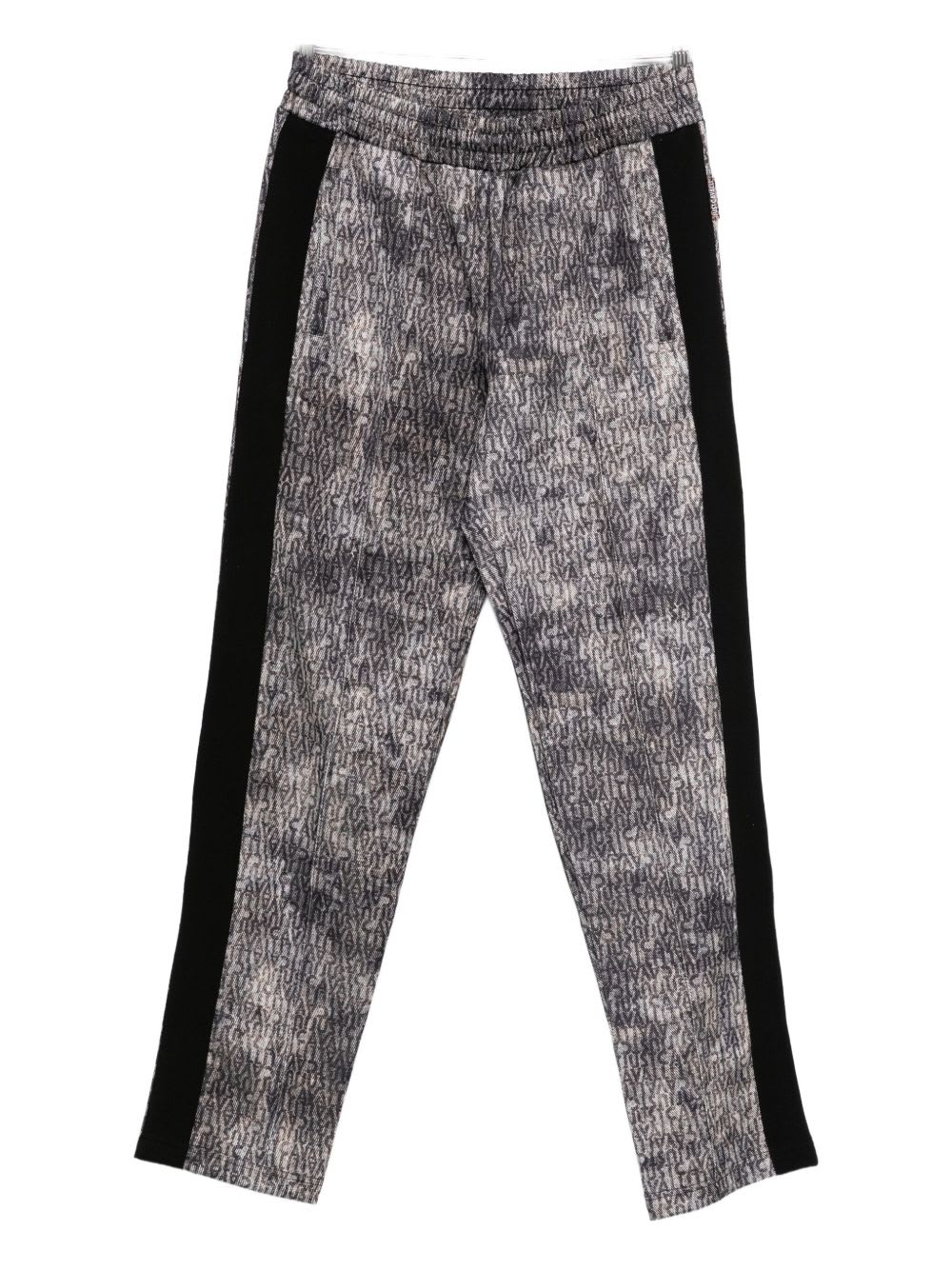 Just Cavalli Pants With Logo Print And Side Stripes In Gray