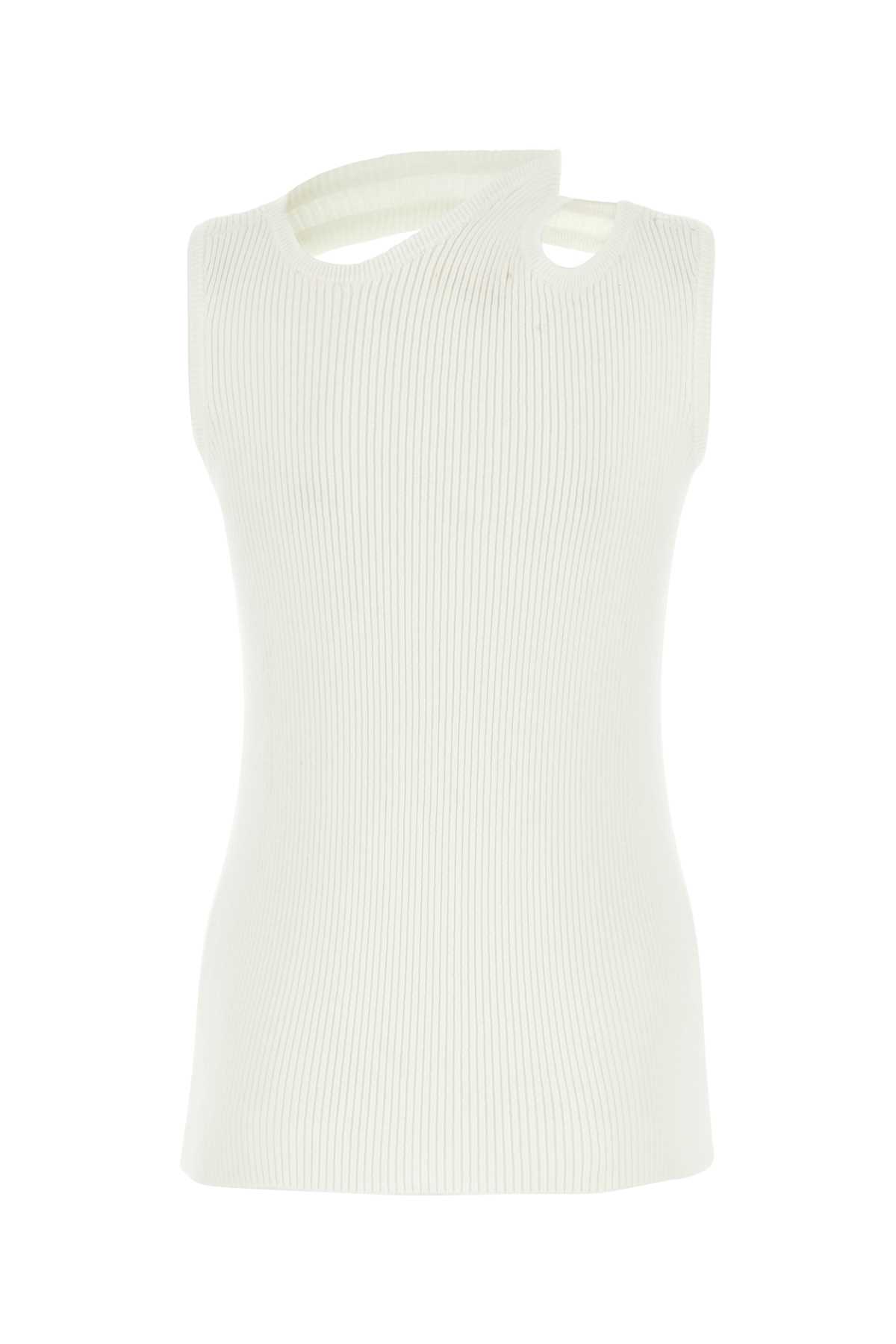 Y/PROJECT WHITE STRETCH COTTON BLEND TOP