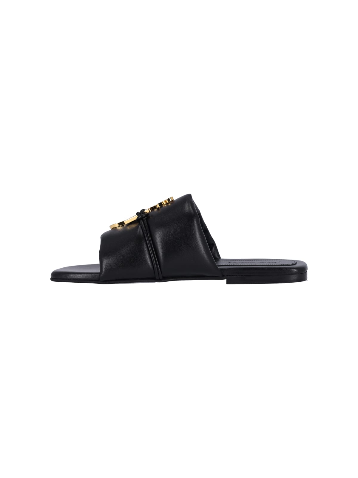 Shop Jw Anderson Slide Logo Sandals In Black
