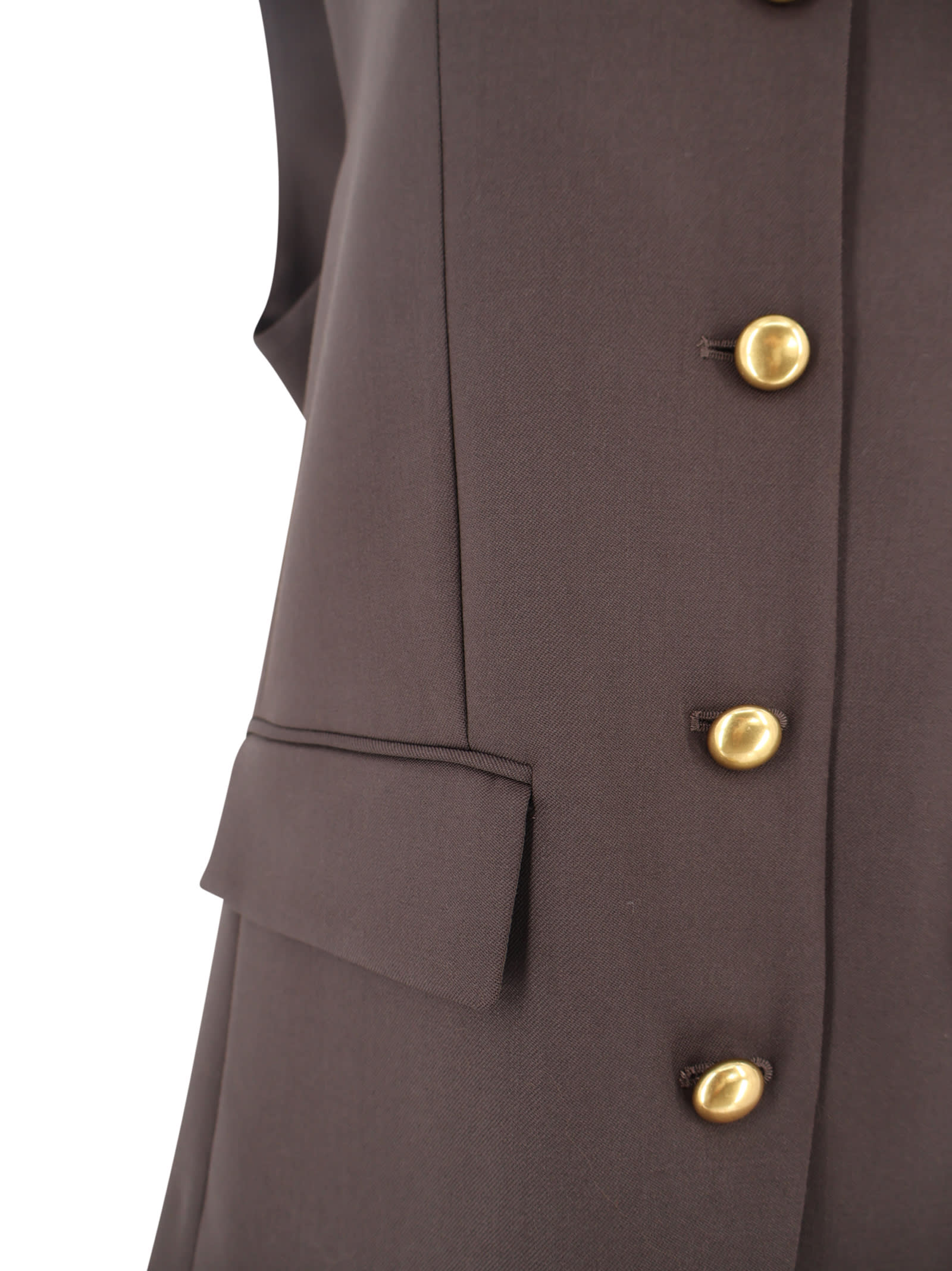 P.a.r.o.s.h Virgin Wool Vest With Gold Button In Brown