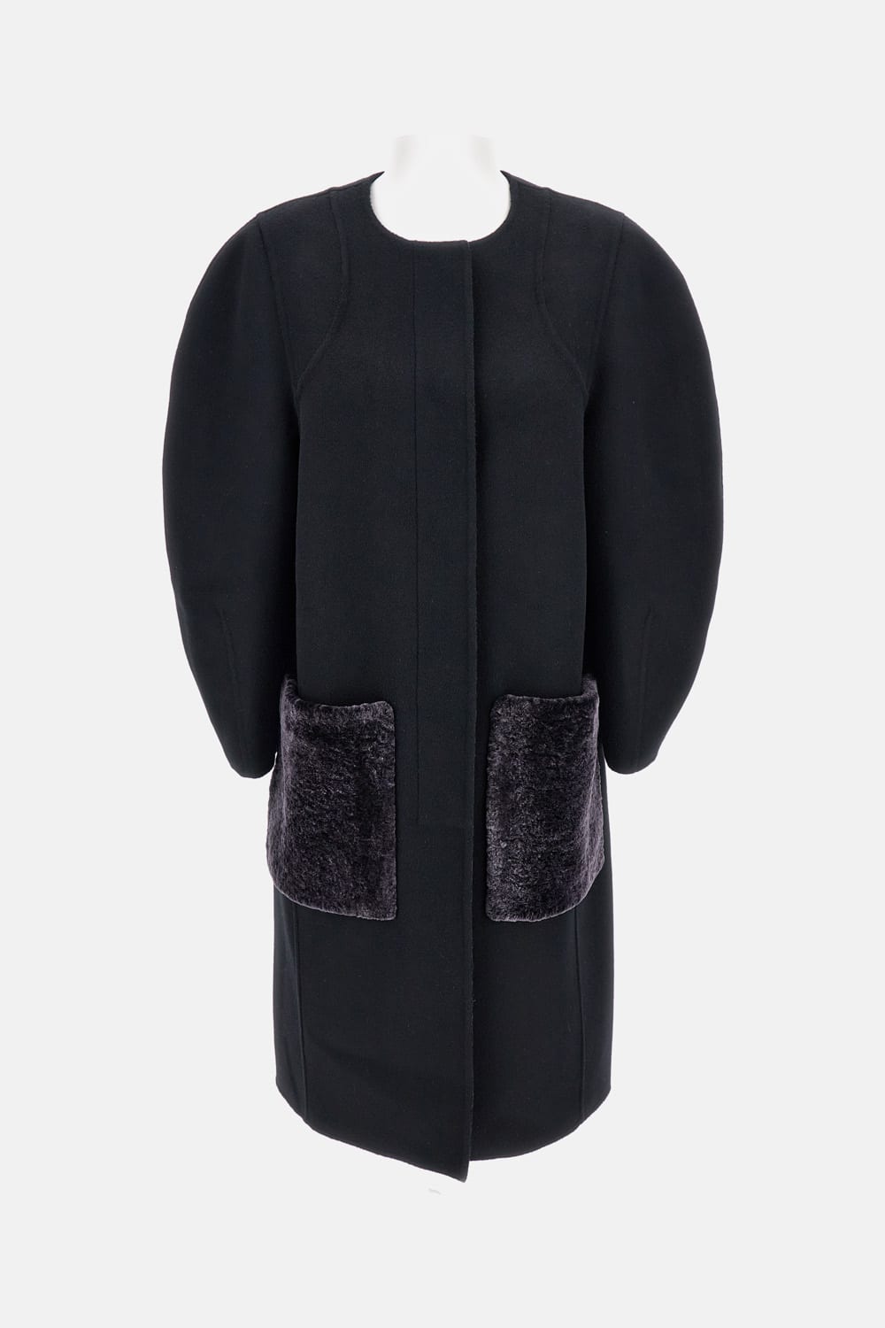 Fendi Ff Double Wool Coat In Black