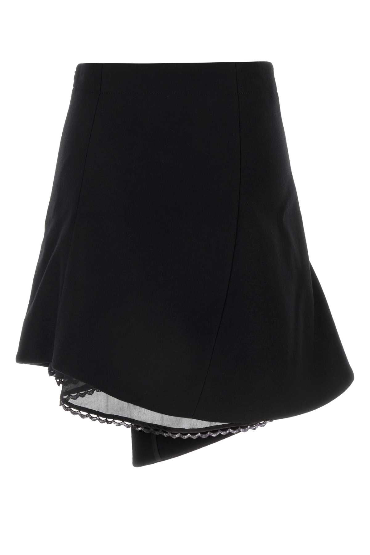 Shop Sacai Black Wool Skirt