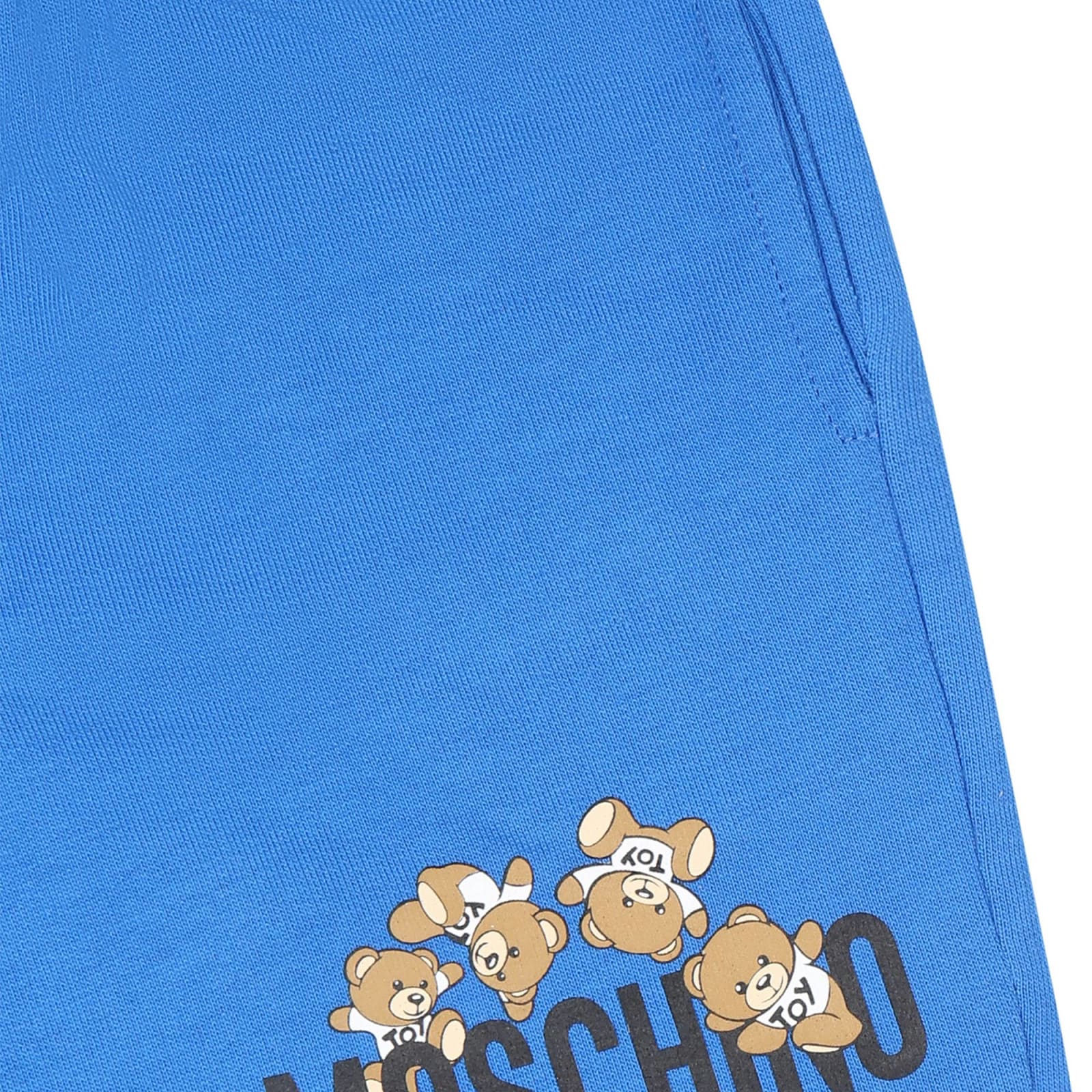 Shop Moschino Blue Shorts For Baby Boy With Teddy Bears And Logo