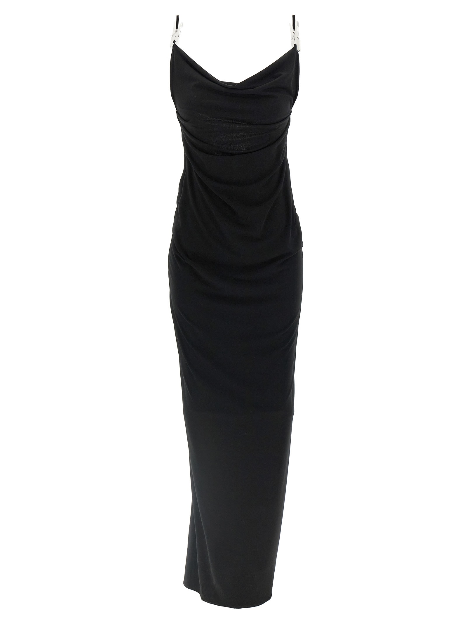 Coperni Stretch Jersey Maxi Dress With Decorative Clips
