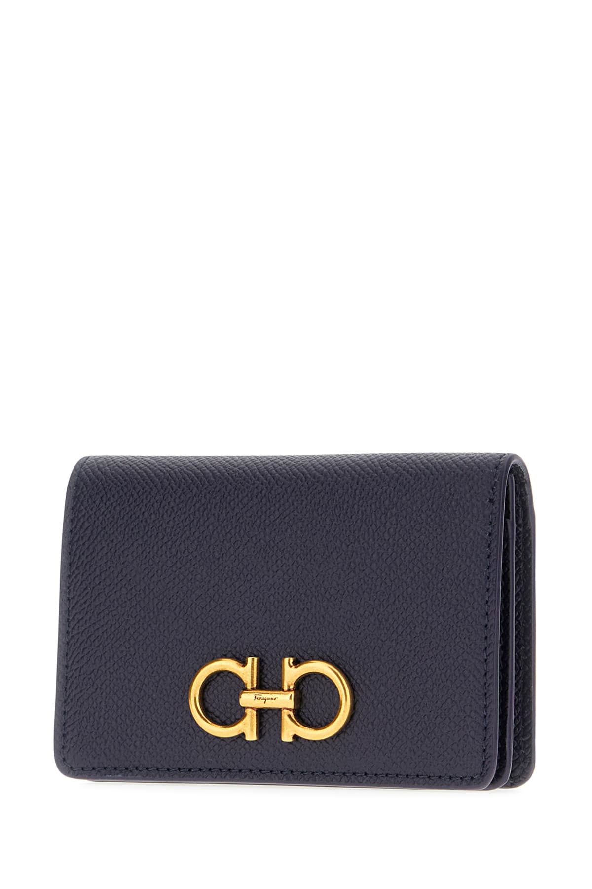 Shop Ferragamo Navy Blue Leather Card Holder In Midnight Midnight 301