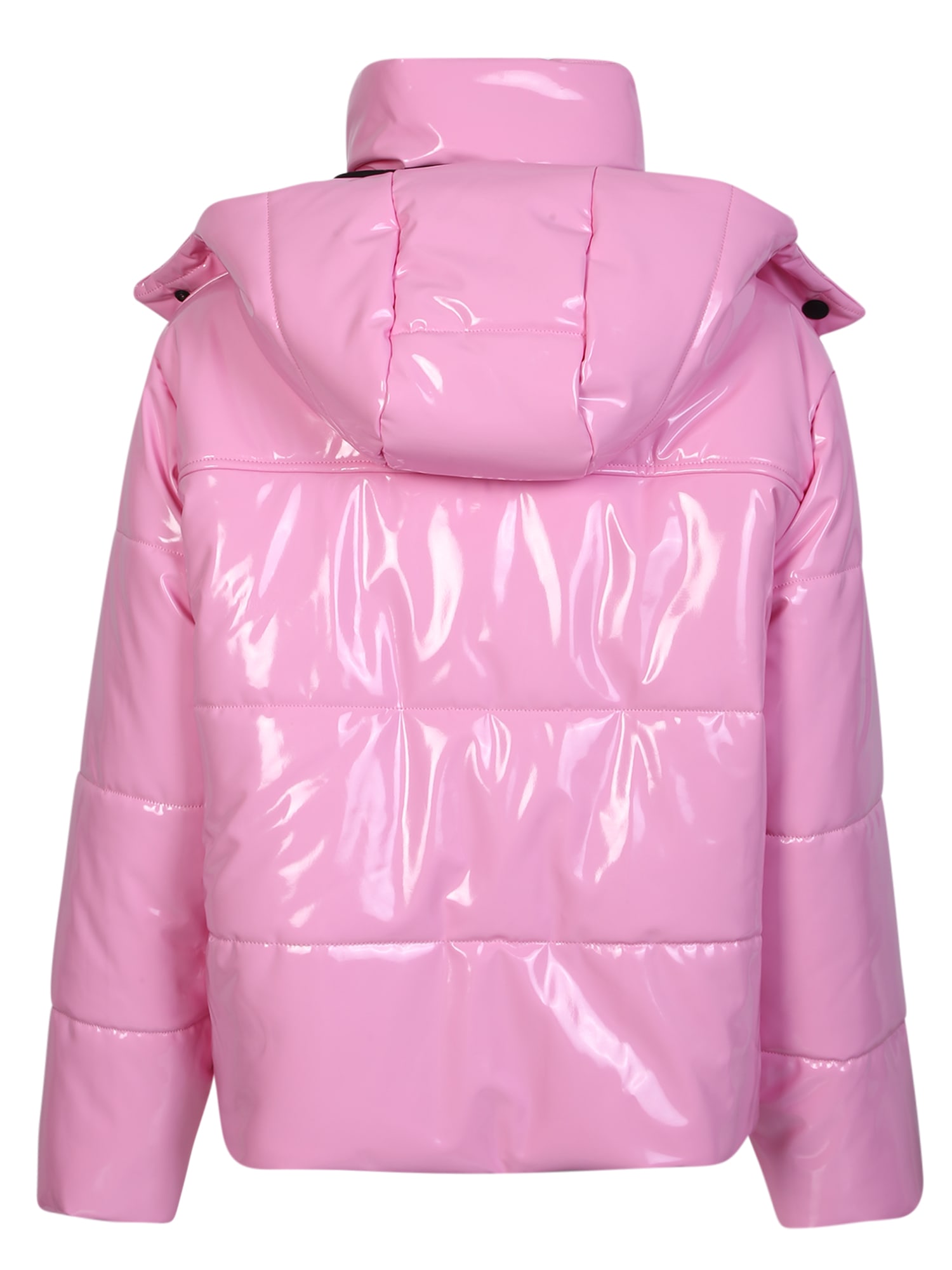Shop Msgm Glossy Finish Padded Jacket In Pink