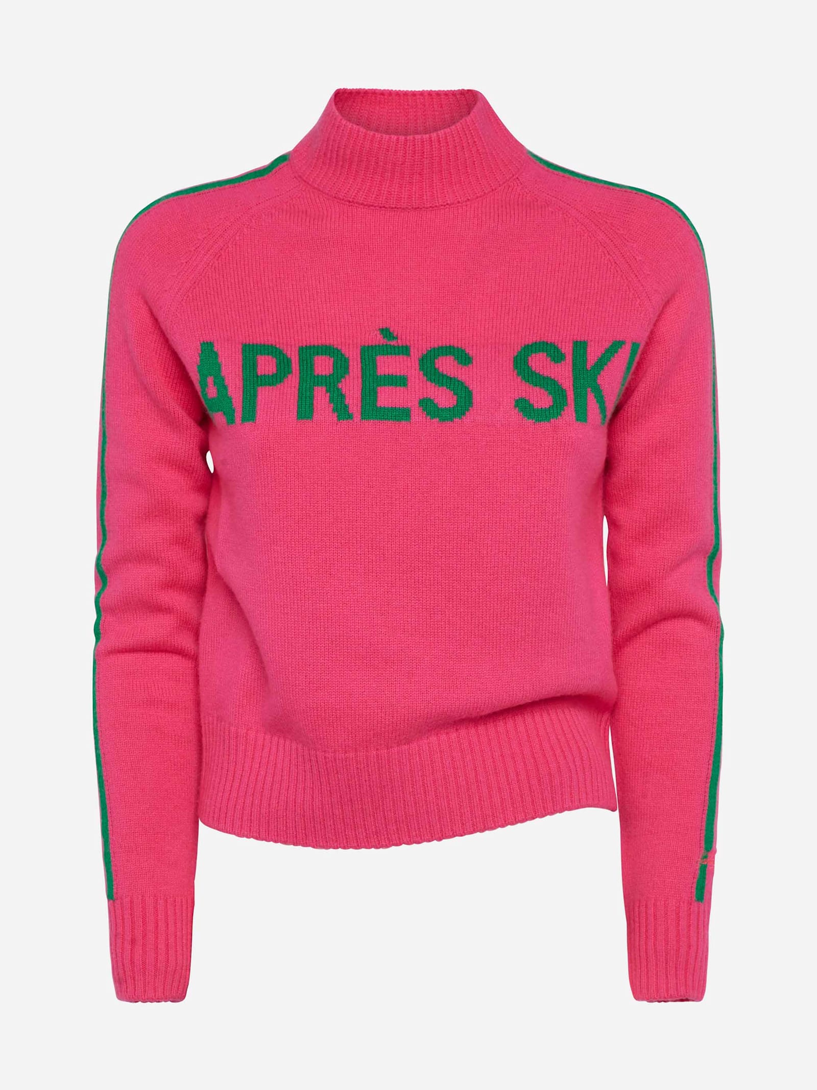 Mc2 Saint Barth Woman Half-turtleneck Sweater With Apres Ski Embroidery In Pink