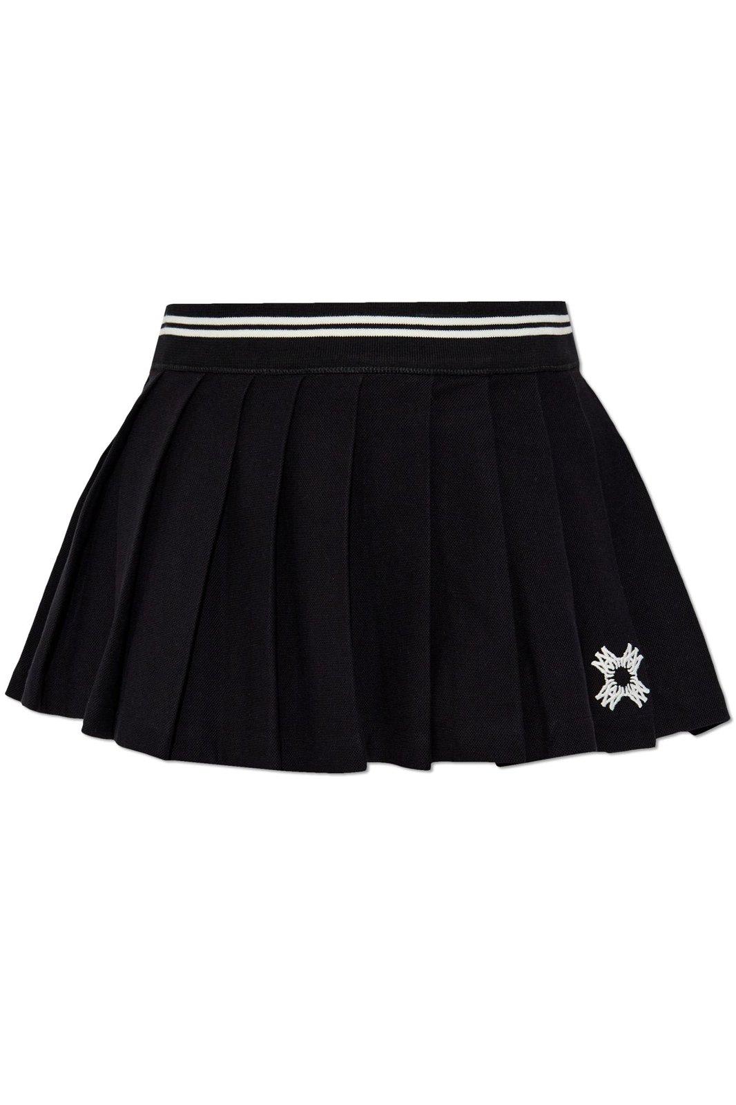 Logo Embroidered Pleated Mini Skirt