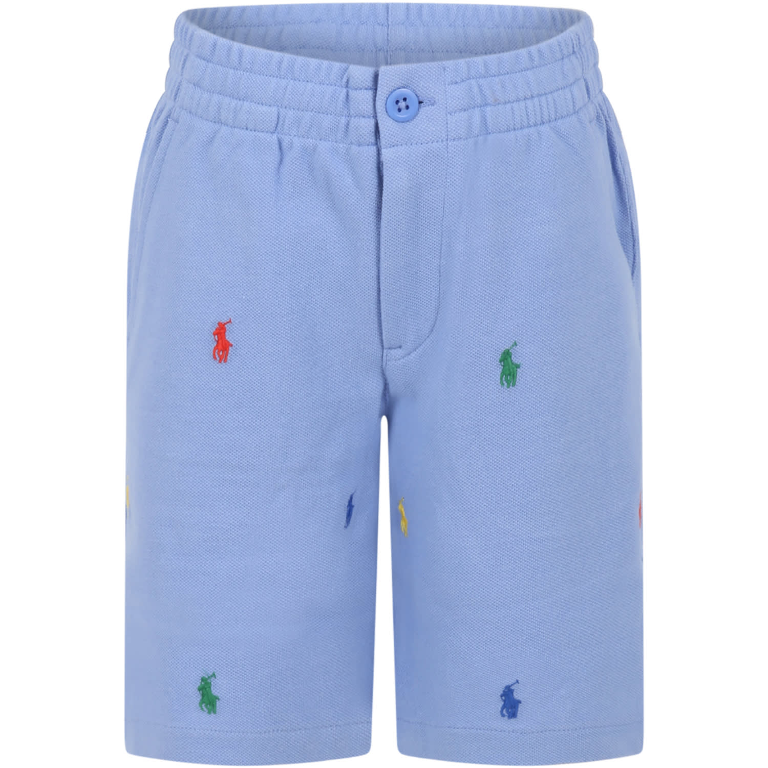Ralph Lauren Light-blue Bermuda Shorts For Boy With Logo
