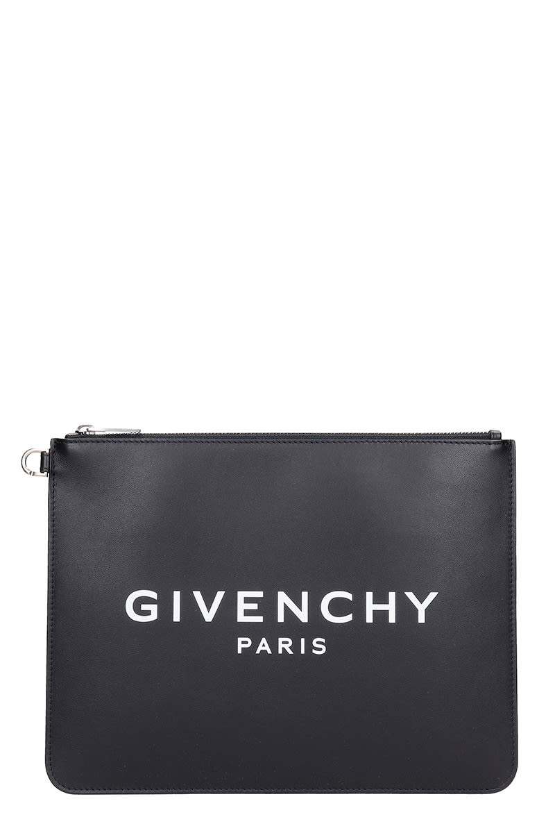 Givenchy Large Zipped Clutch In Black Leather