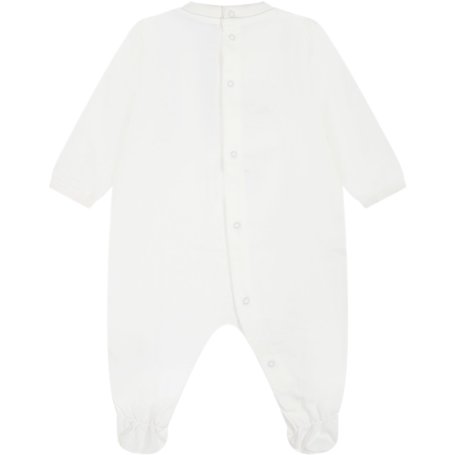 Shop Moschino Ivory Bodysuit For Babies With Teddy Bear And Multicolor Pinwheel