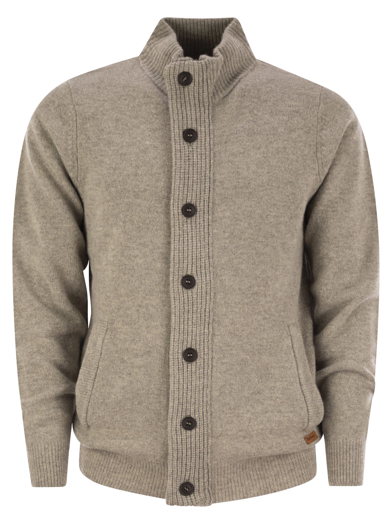 Shop Barbour Cardigan With Zip And Buttons In Stone