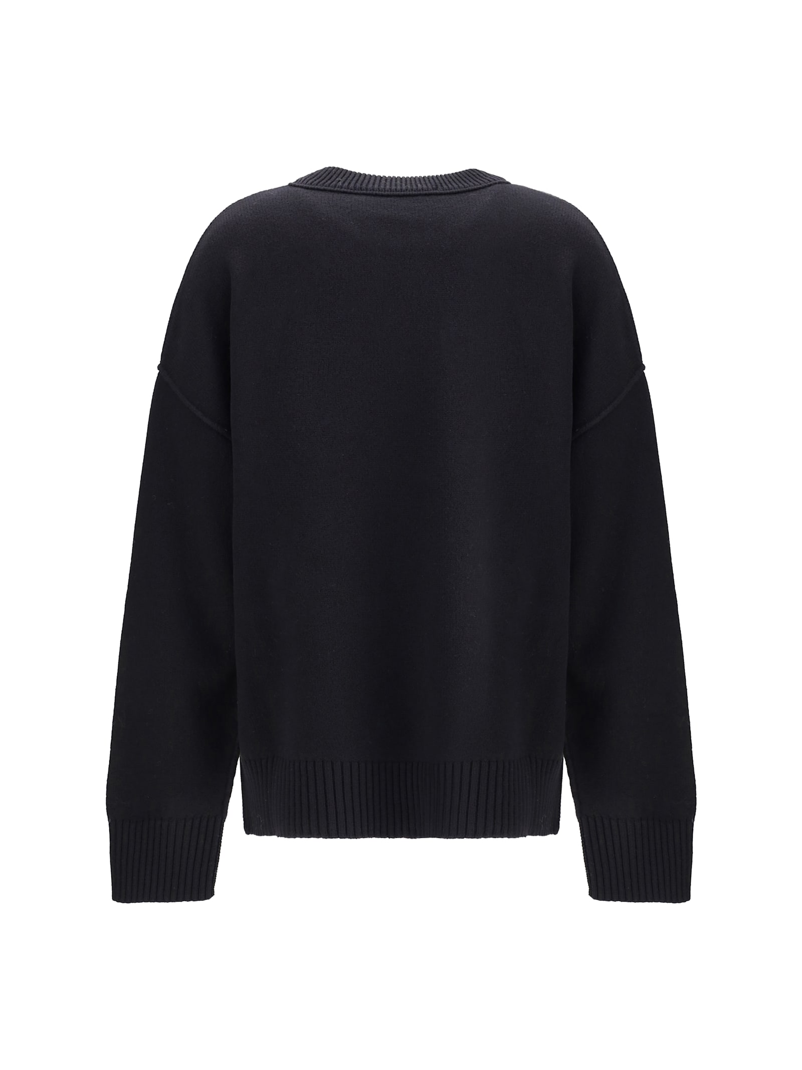 Ami Alexandre Mattiussi Ami Paris Ami De Coeur Wool Sweater In Black