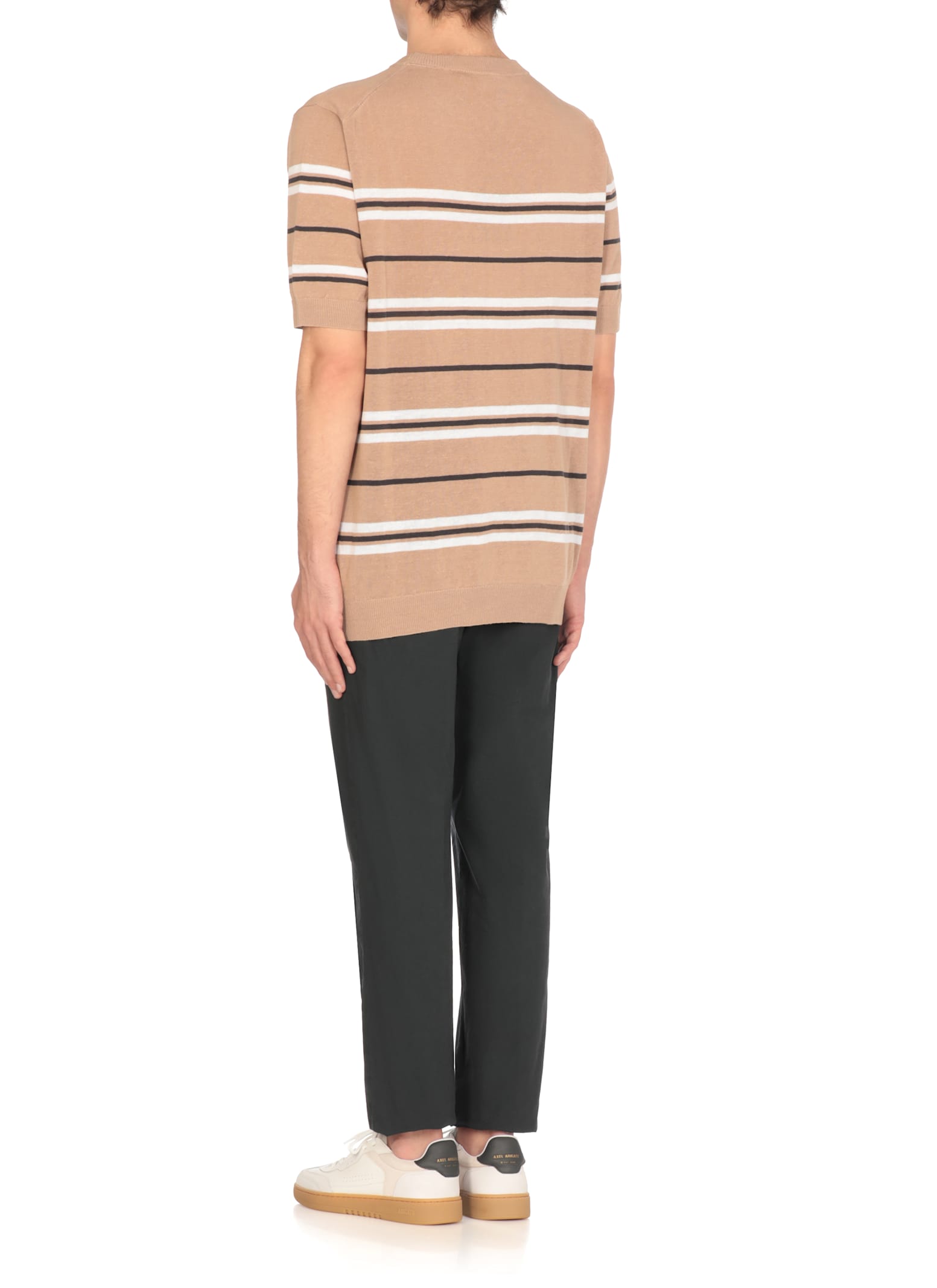 Peserico Striped Pattern Cotton Linen T-shirt