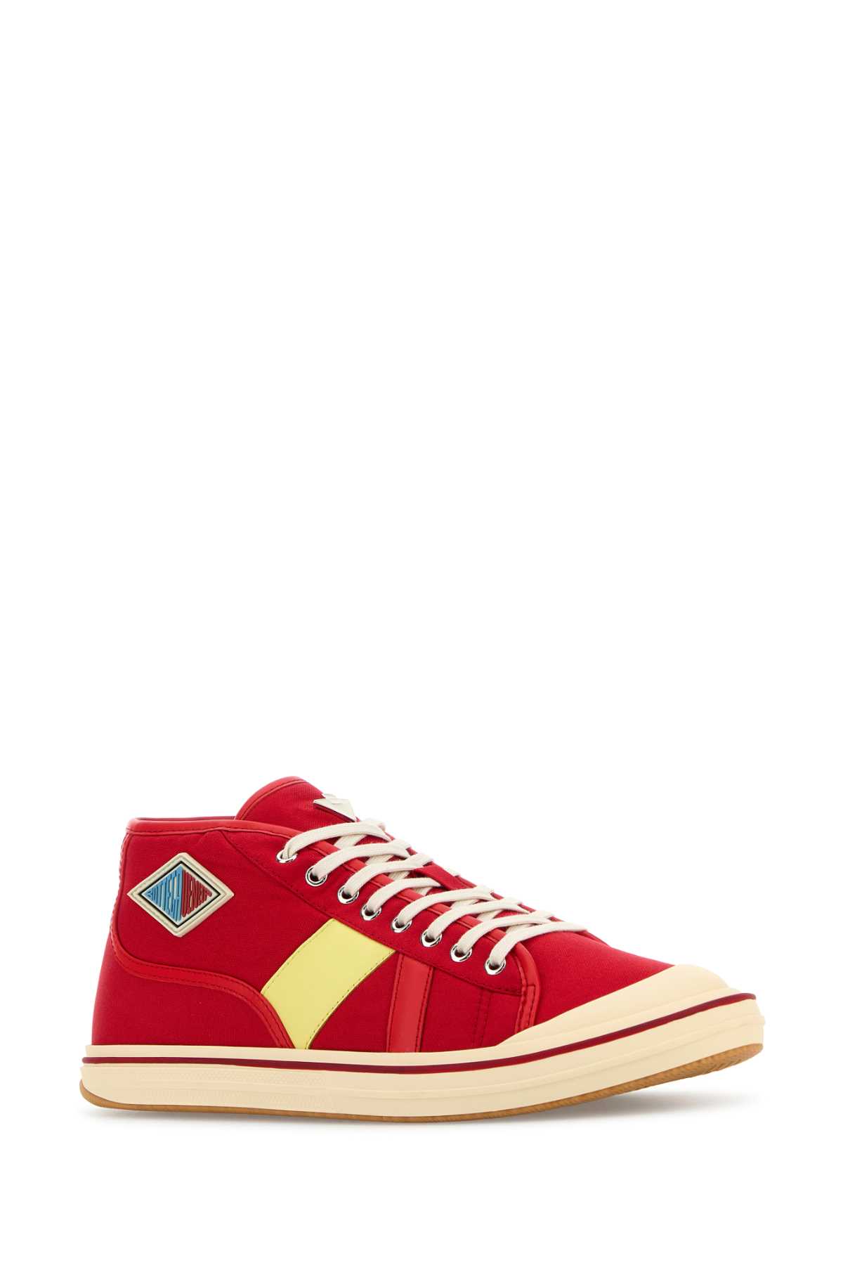 Bottega Veneta Men Red Canvas Summer Sneakers In Scarlettomato
