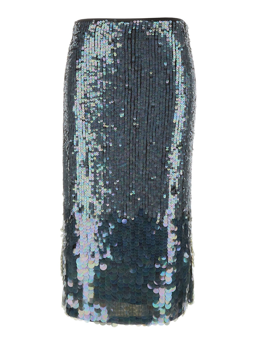 Parosh Midi Grey Skirt With All-over Sequins In Stretch Polyamide Woman