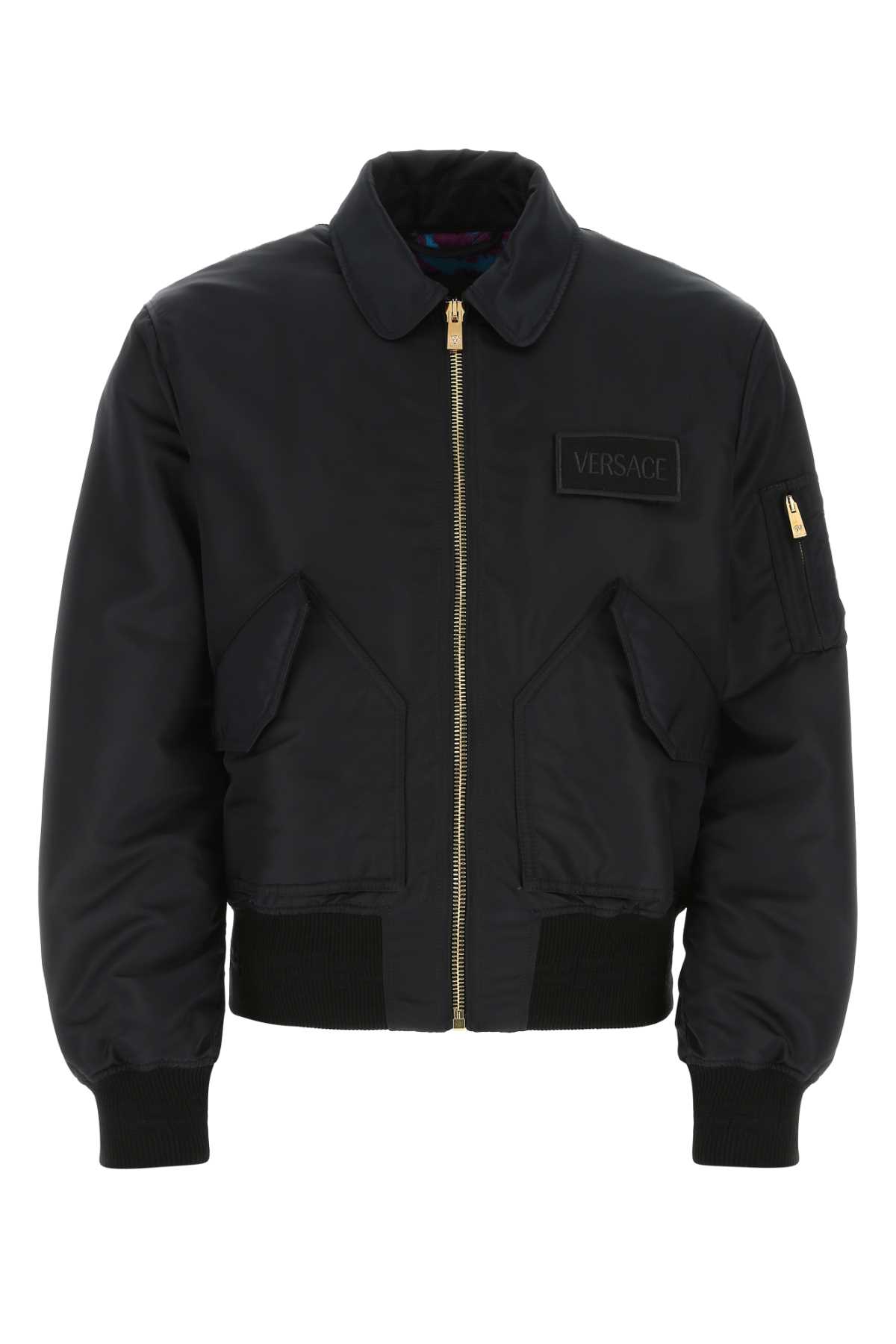 Shop Versace Black Nylon Padded Jacket In 1b000