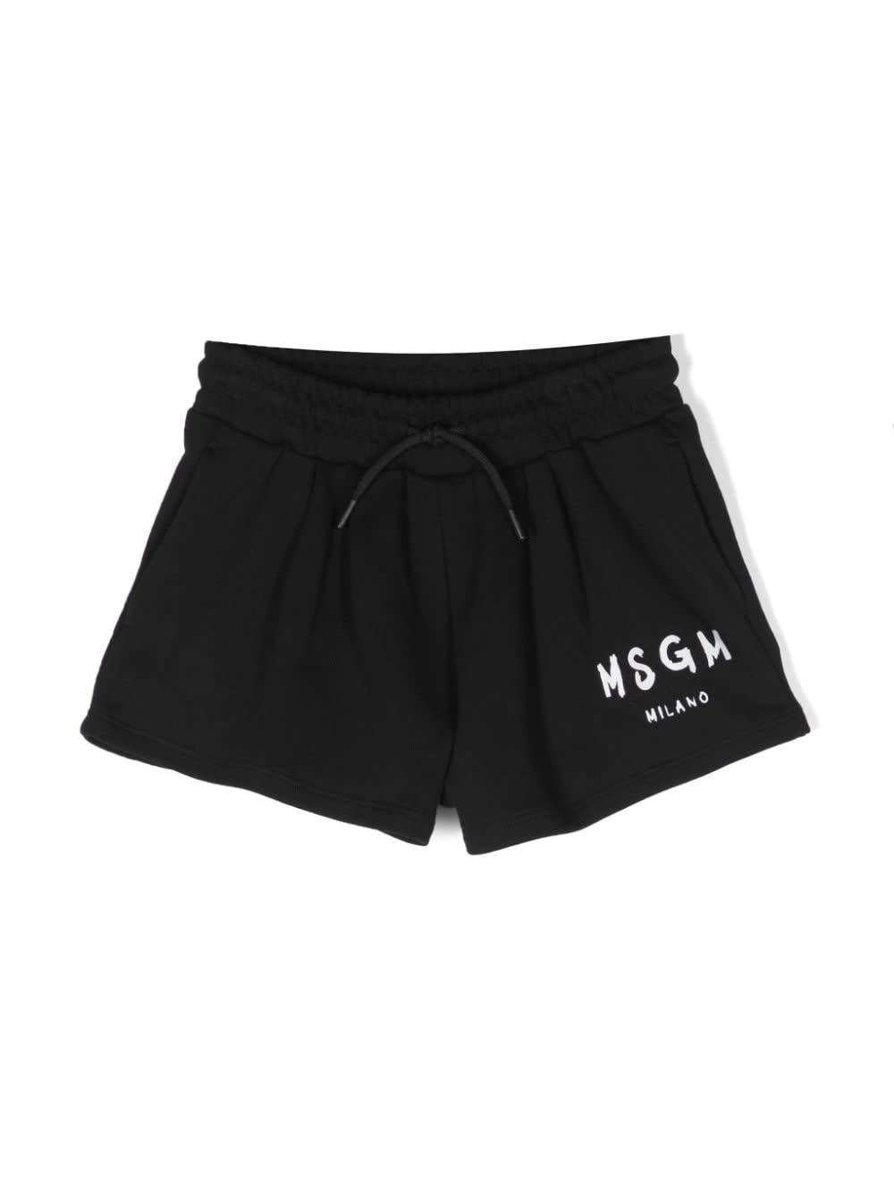 Shop Msgm Shorts Con Logo In Black