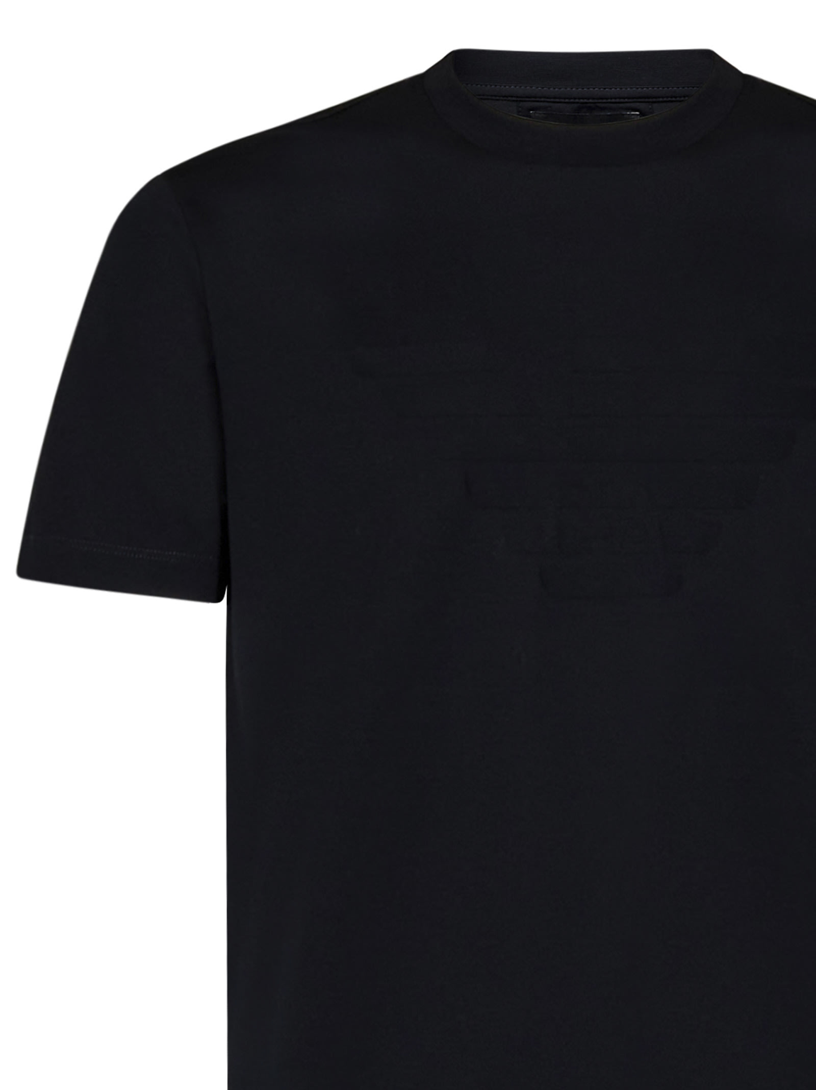 Emporio Armani Logo Patch Crewneck T-shirt In Blue