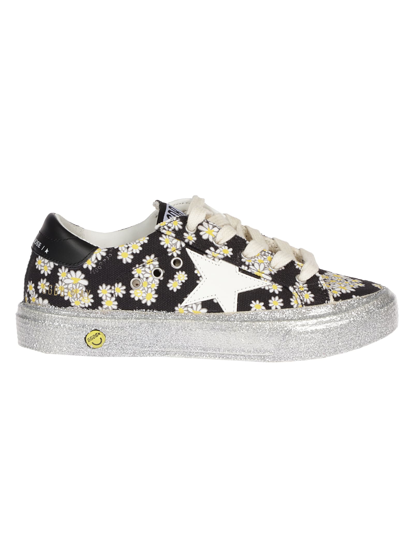 Golden Goose May Daisies Print Denim Upper Leather Star