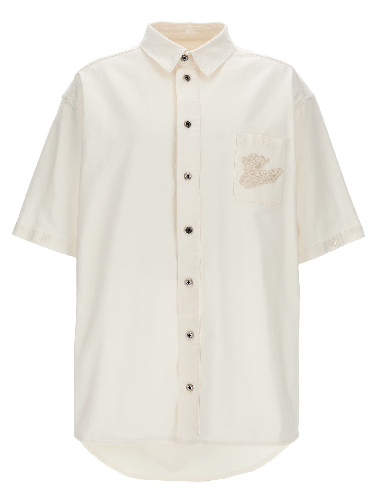 Shop Off-white Denim Overshirt In White