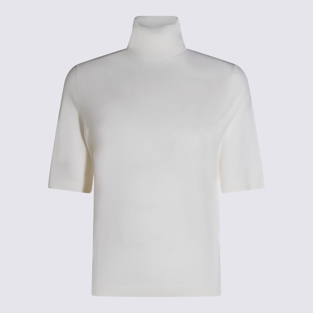 Allude Turtleneck Short-sleeve Sweater In White