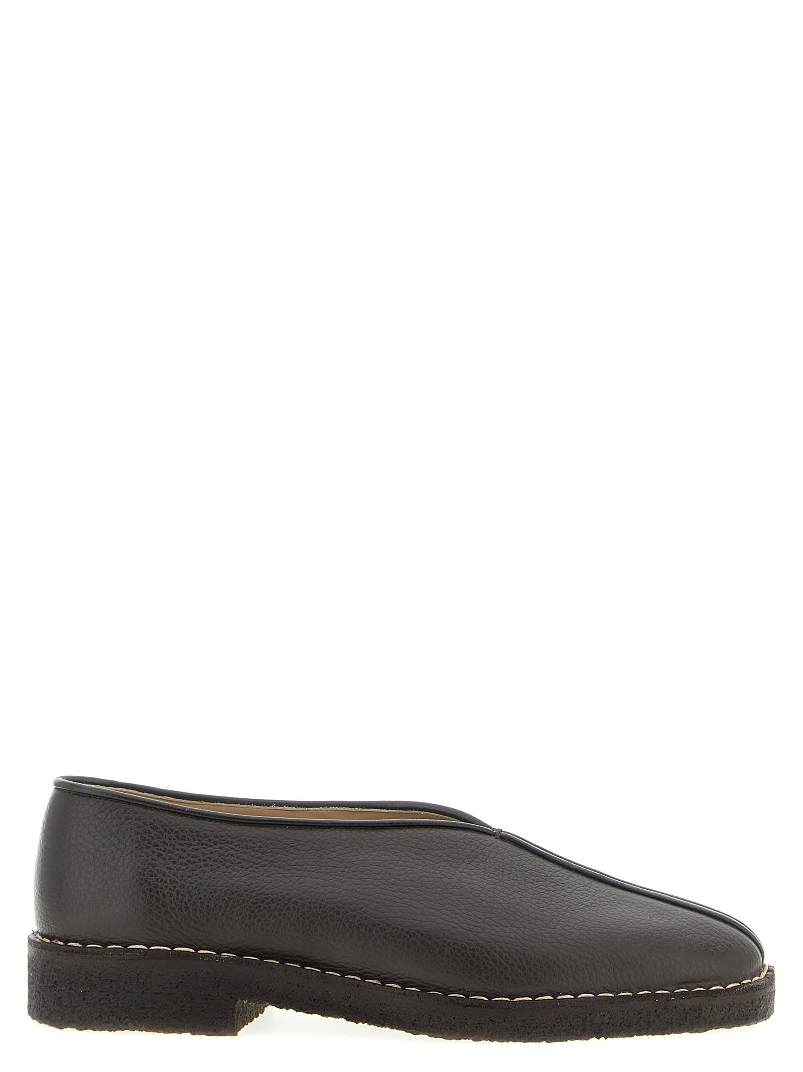 Lemaire Piped Crepe Slippers In Brown