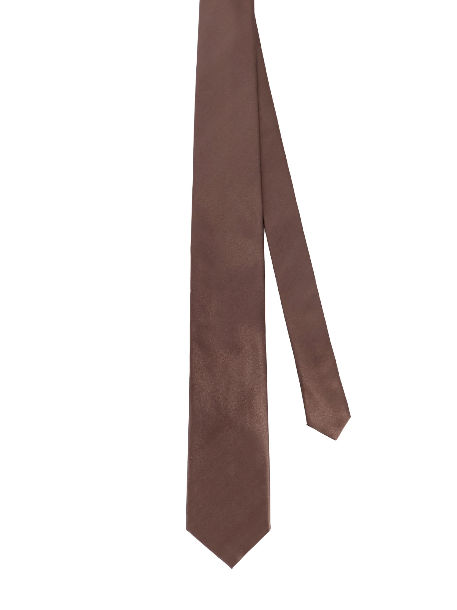 Tom Ford Silk Tie With Wide Blade And Loop In Brown