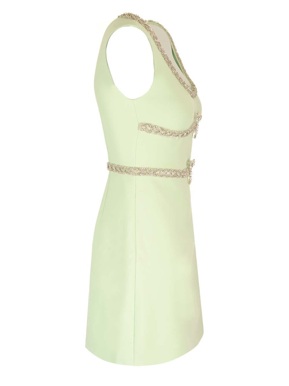 Shop Self-portrait Mini Dress With Diamond Bow In Green