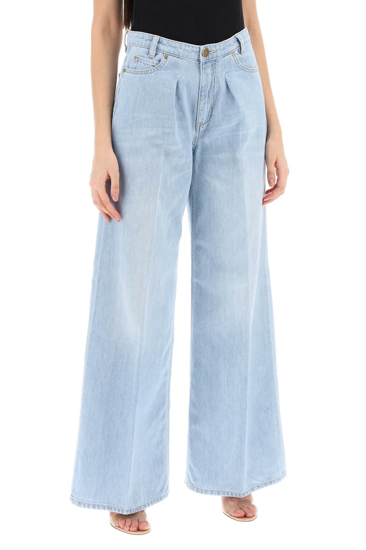 Pinko Pozzillo Wide Leg Jeans In Pjn Lavaggio Bleach Chiaro