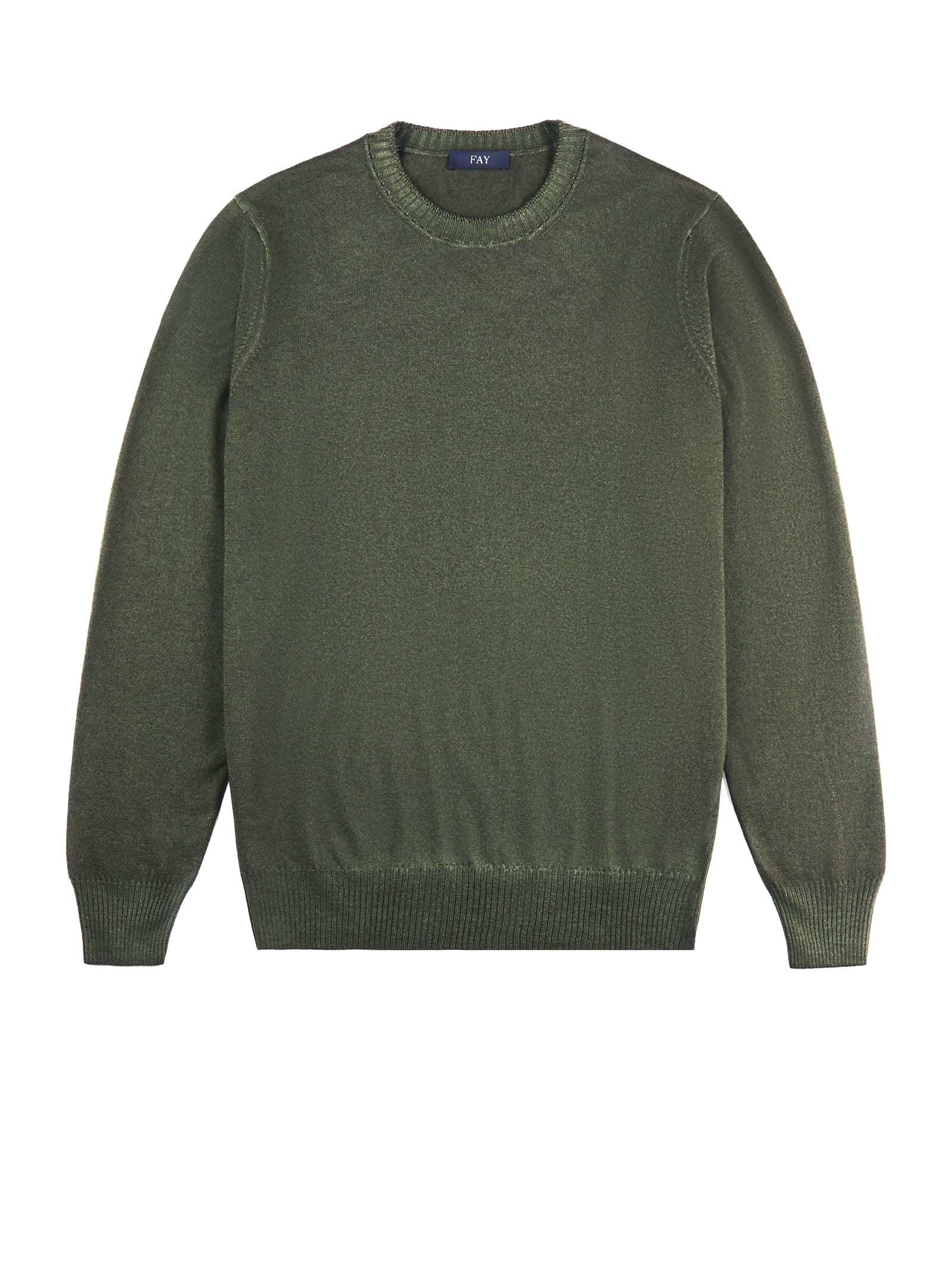 Shop Fay Mens Green Crewneck Sweater In Blu