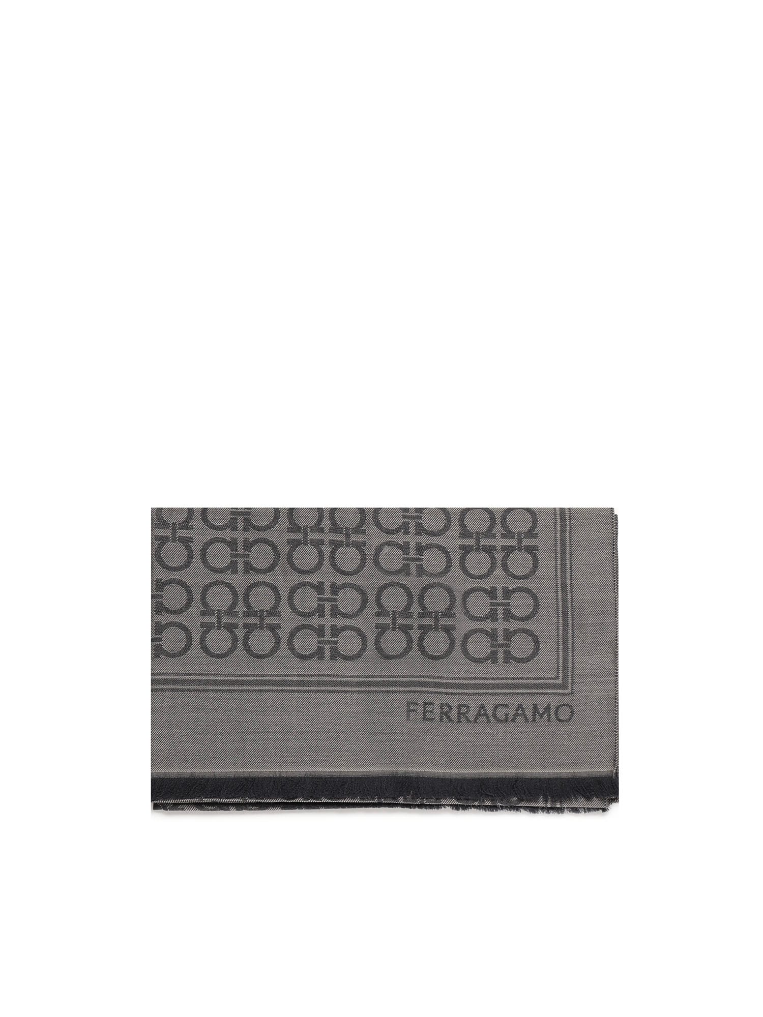 Ferragamo Gancini Square Stole In Gray