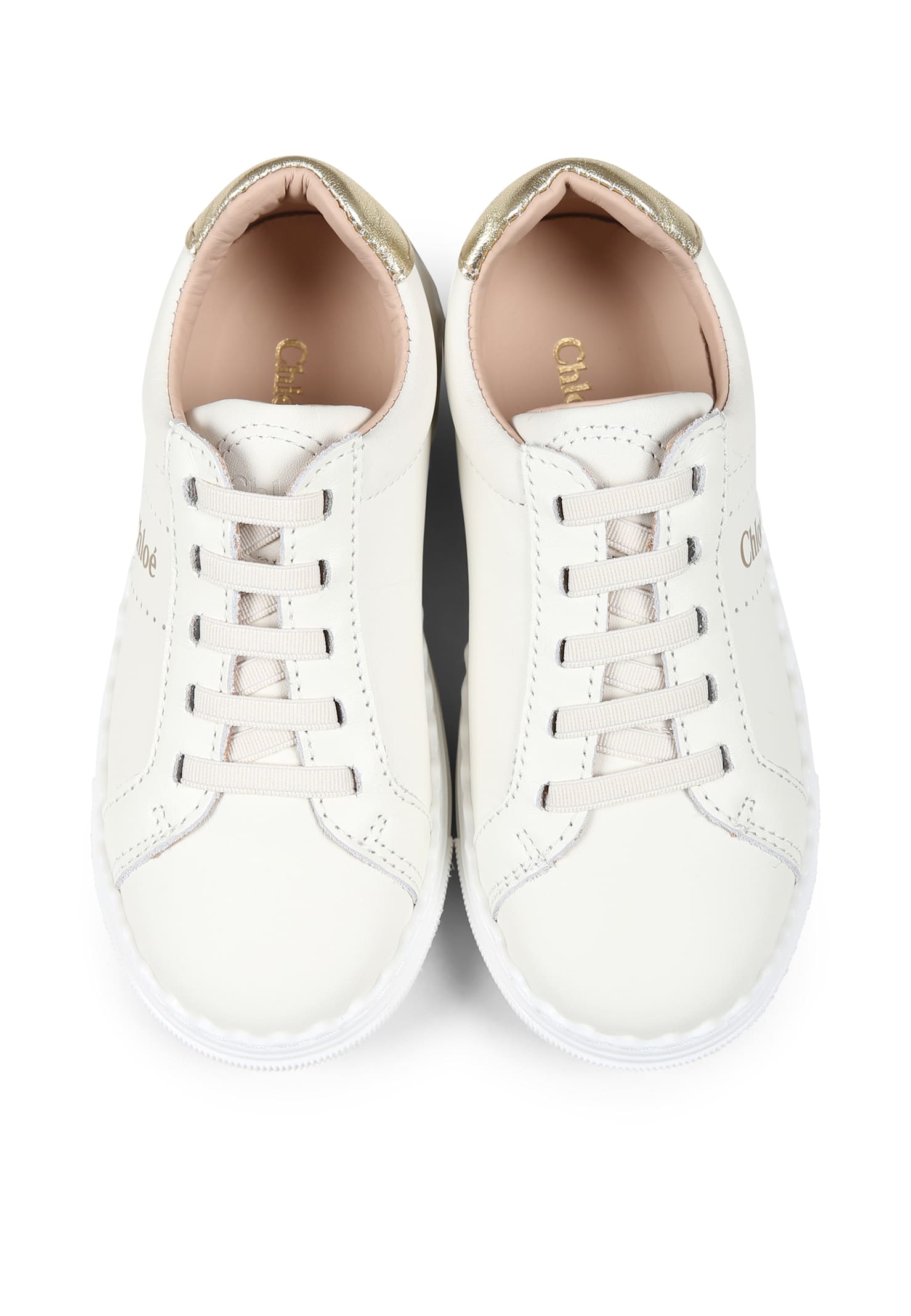 Chloé Leather Logo Sneakers In White