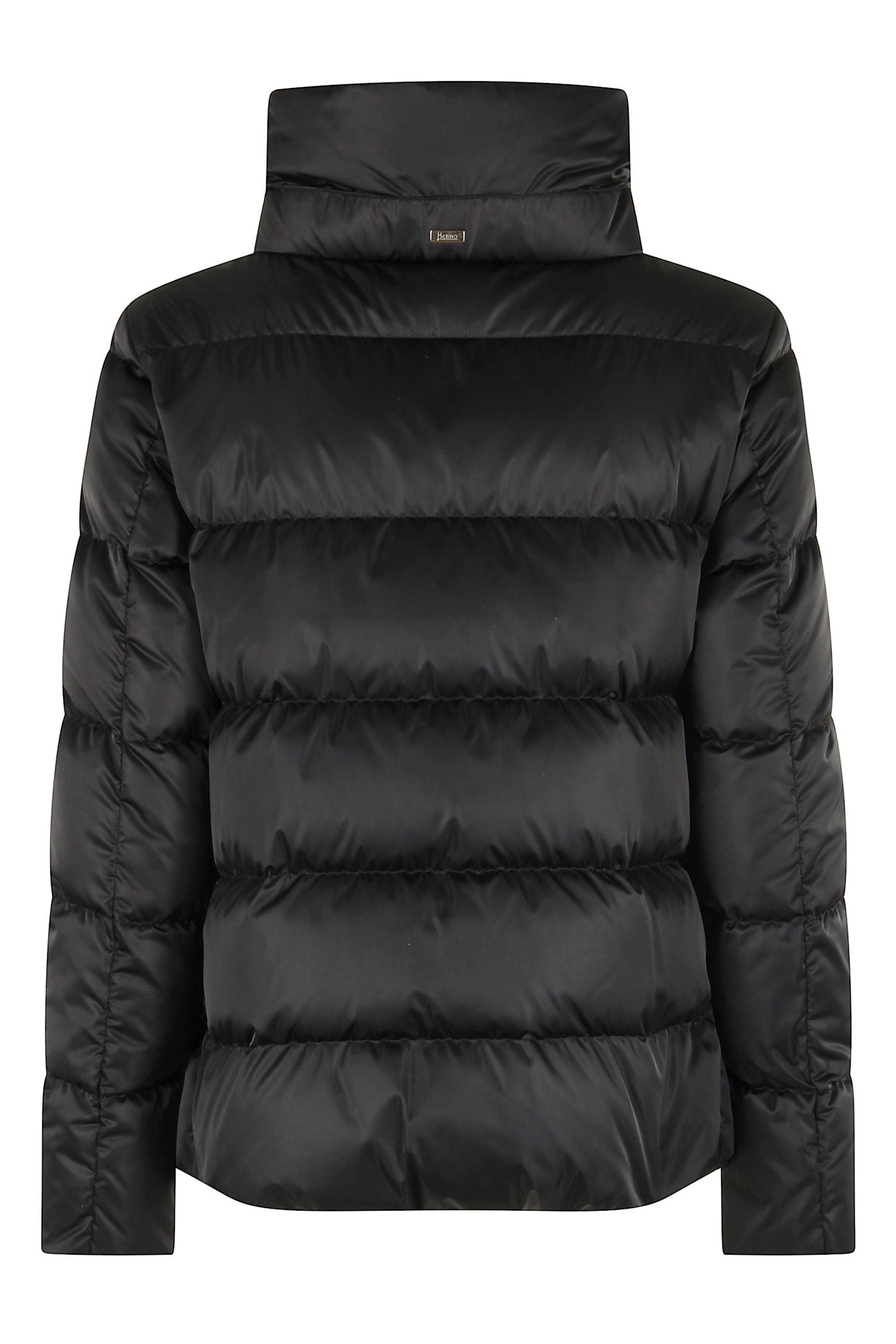 Herno Lightweight Puffer Jacket With High Collar In Black
