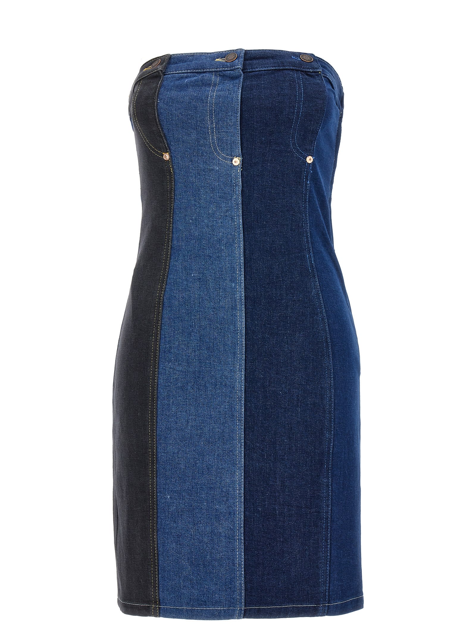 Shop M05ch1n0 Jeans Patchwork Mini Dress In Fantasia Variante Unica