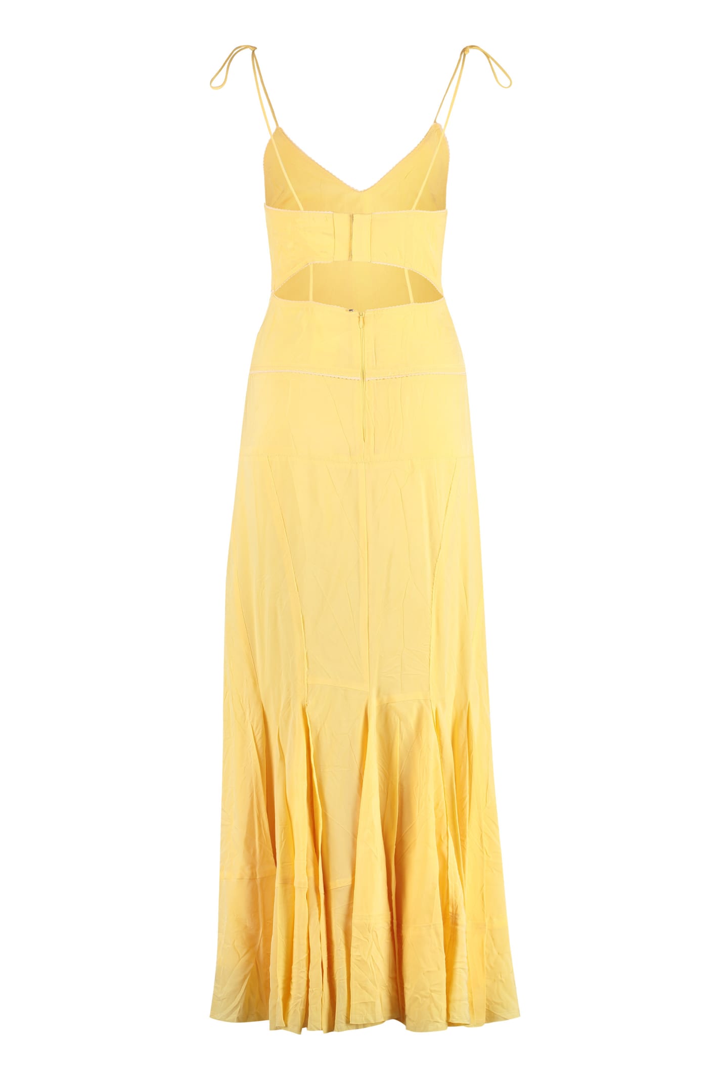 Shop Sportmax Cancan Knitted Viscose Slip-dress In Yellow