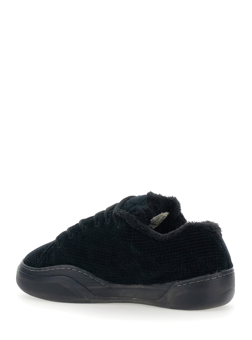 Erl Vamp Skate Black Low-top Sneaker With Front Logo In Velvet Man In Black