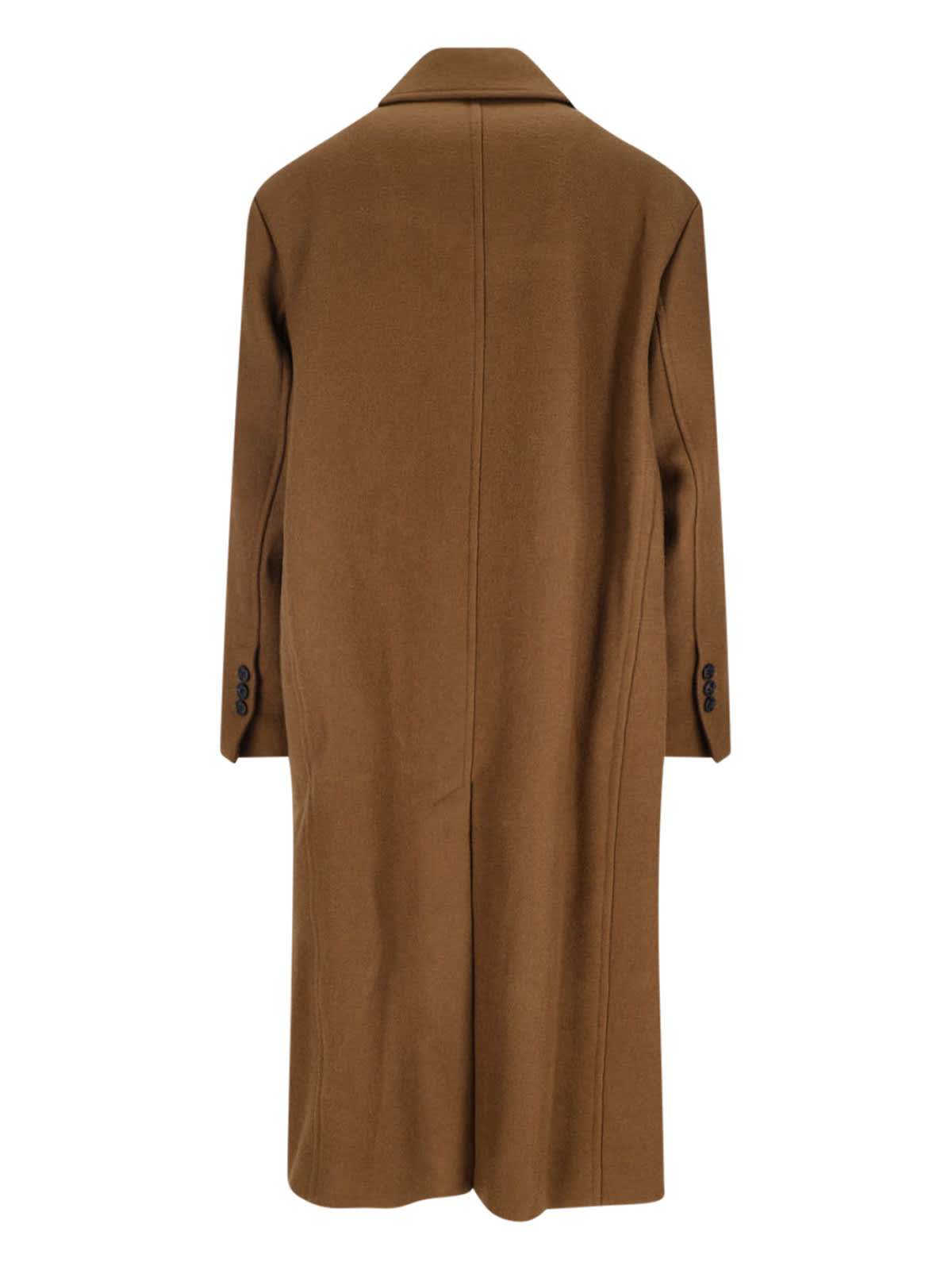 Ami Alexandre Mattiussi Double-breasted Coat Featuring Back Vent And Notched Lapels In Brown
