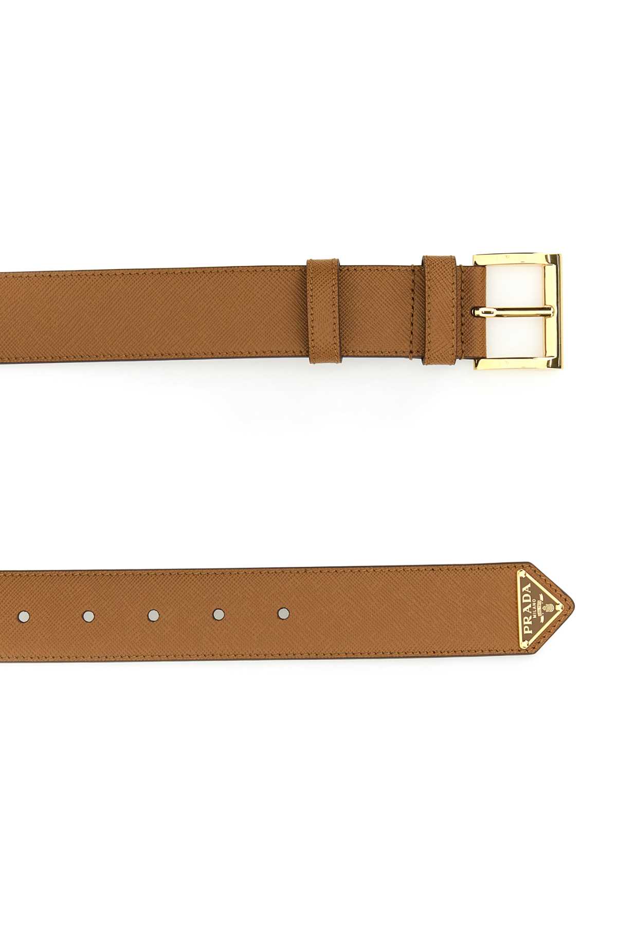 Shop Prada Caramel Leather Belt In Caramel0