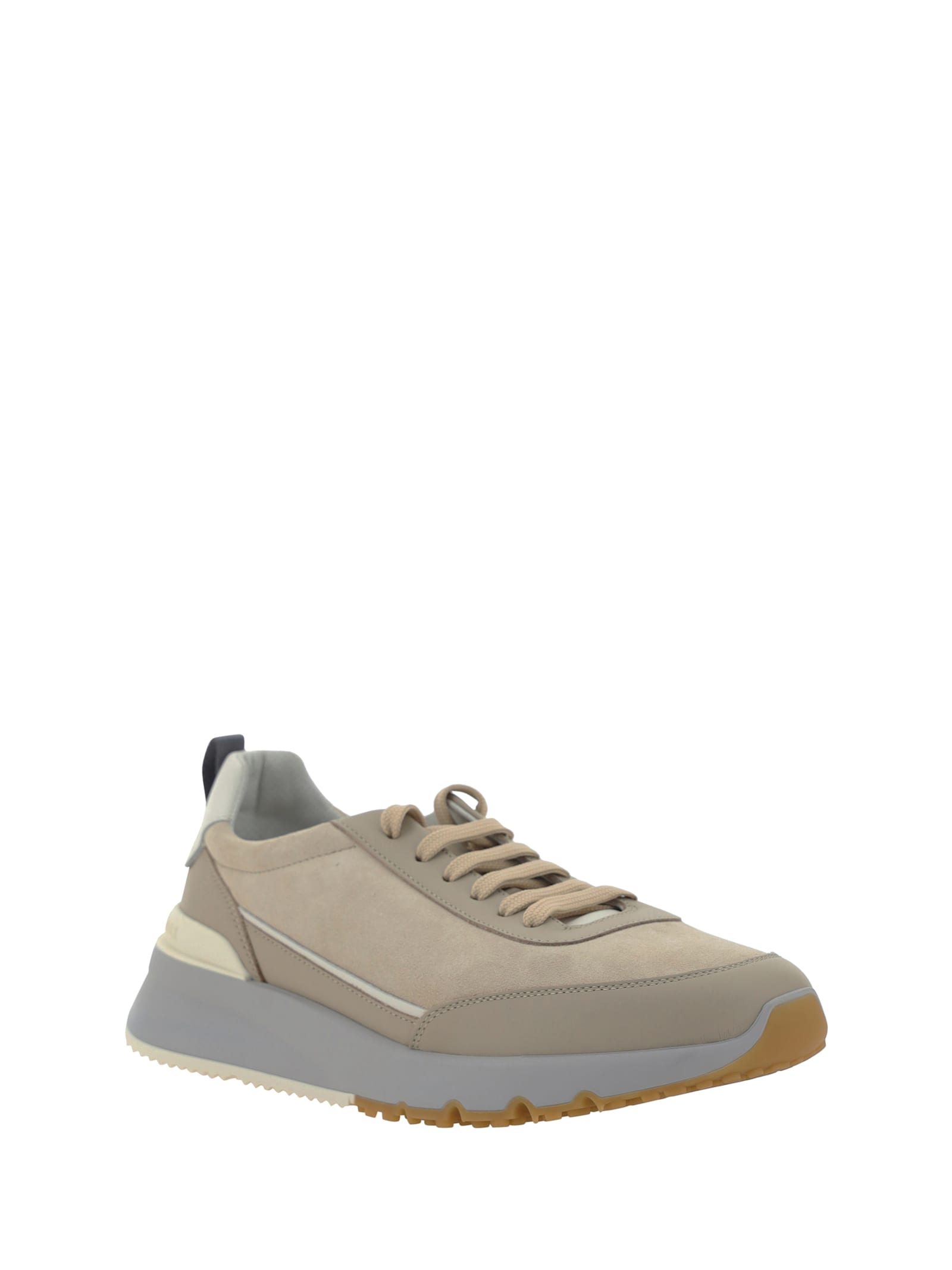 Brunello Cucinelli Leather Sneakers In Gray