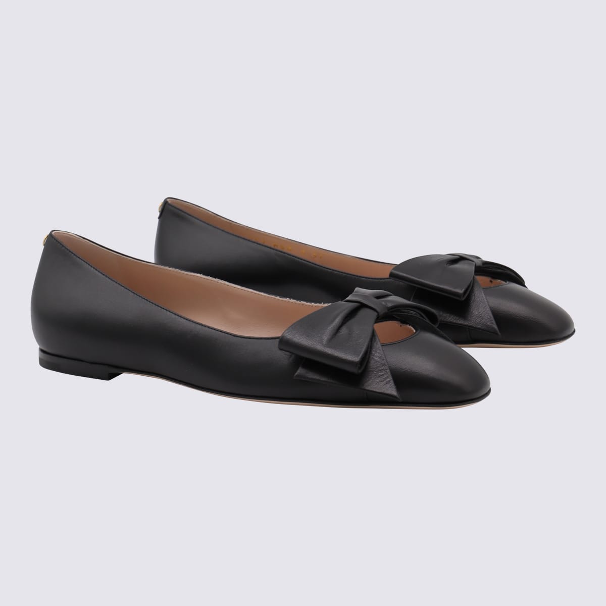 Valentino Leather Ballerinas With Iconic Bow Detail In Black