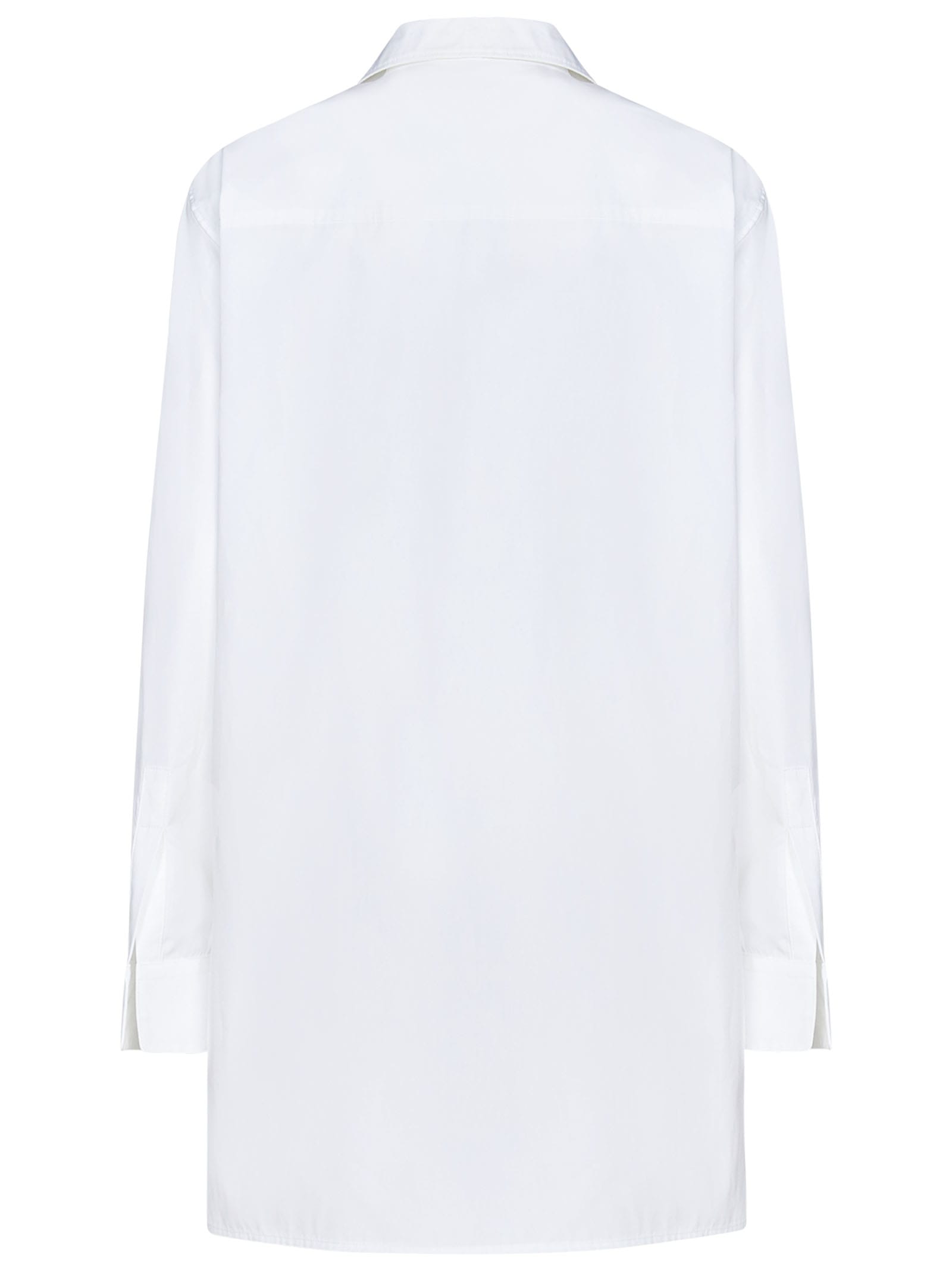 Off-white Poplin Flower Button Ls Shirt In White