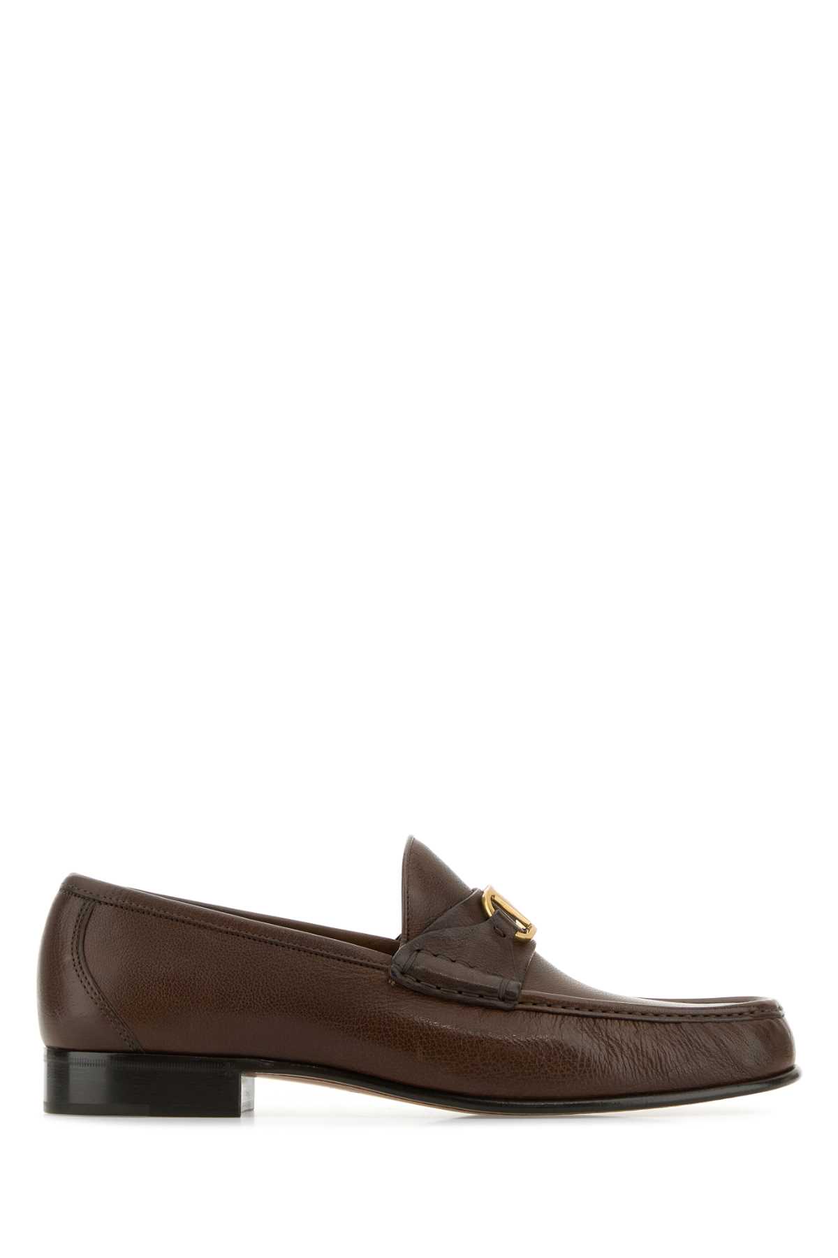 Brown Leather Vlogo Loafers