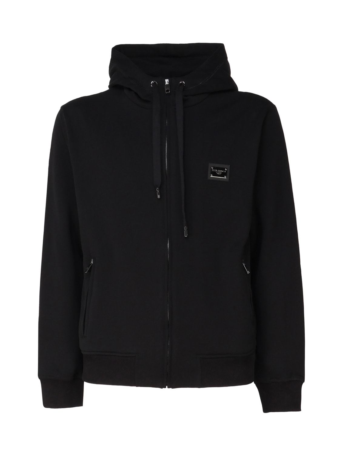 Dolce & Gabbana Hoodie In Jersey With Zip In Black