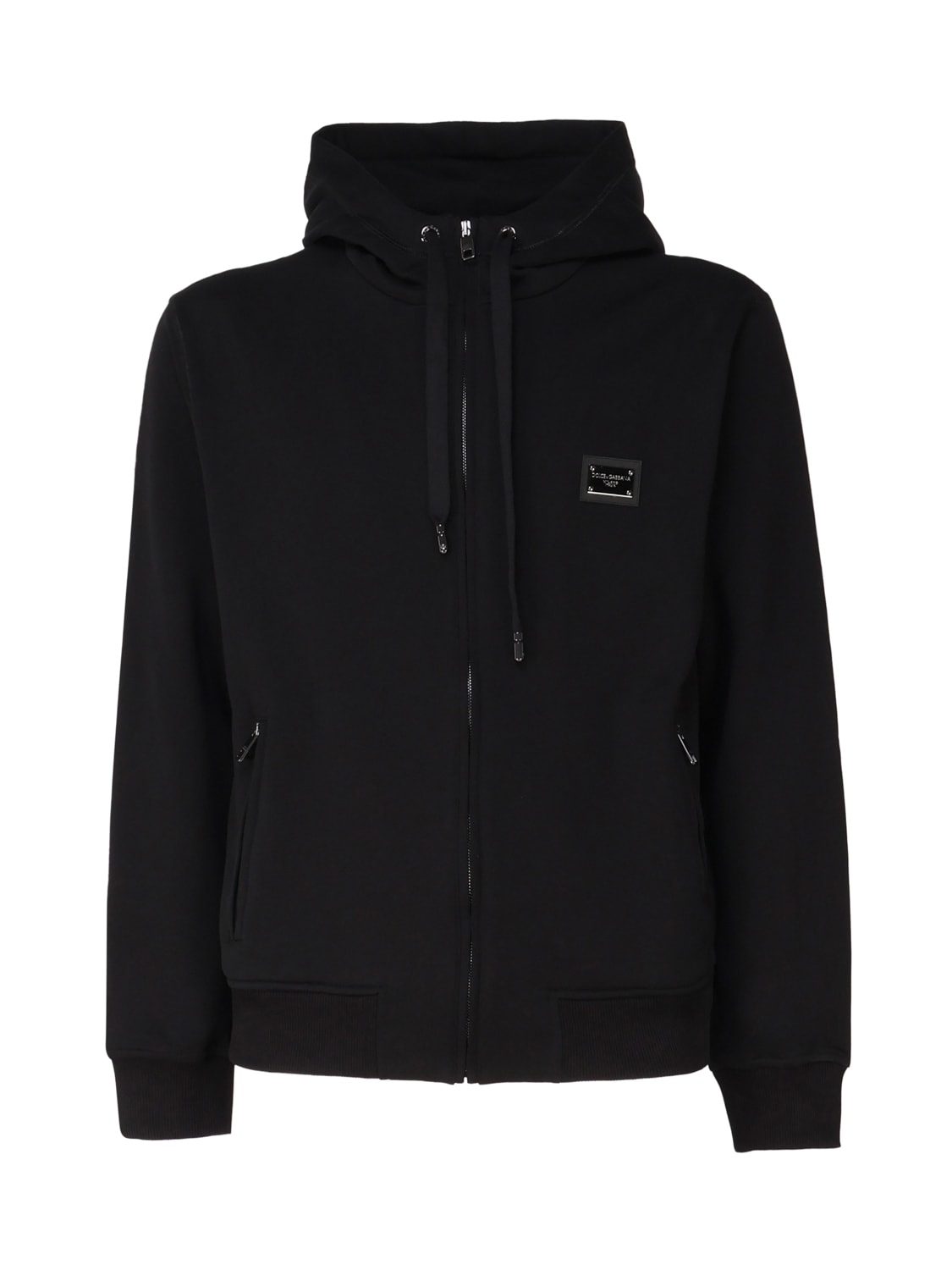 Shop Dolce & Gabbana Hoodie In Jersey With Zip In Black