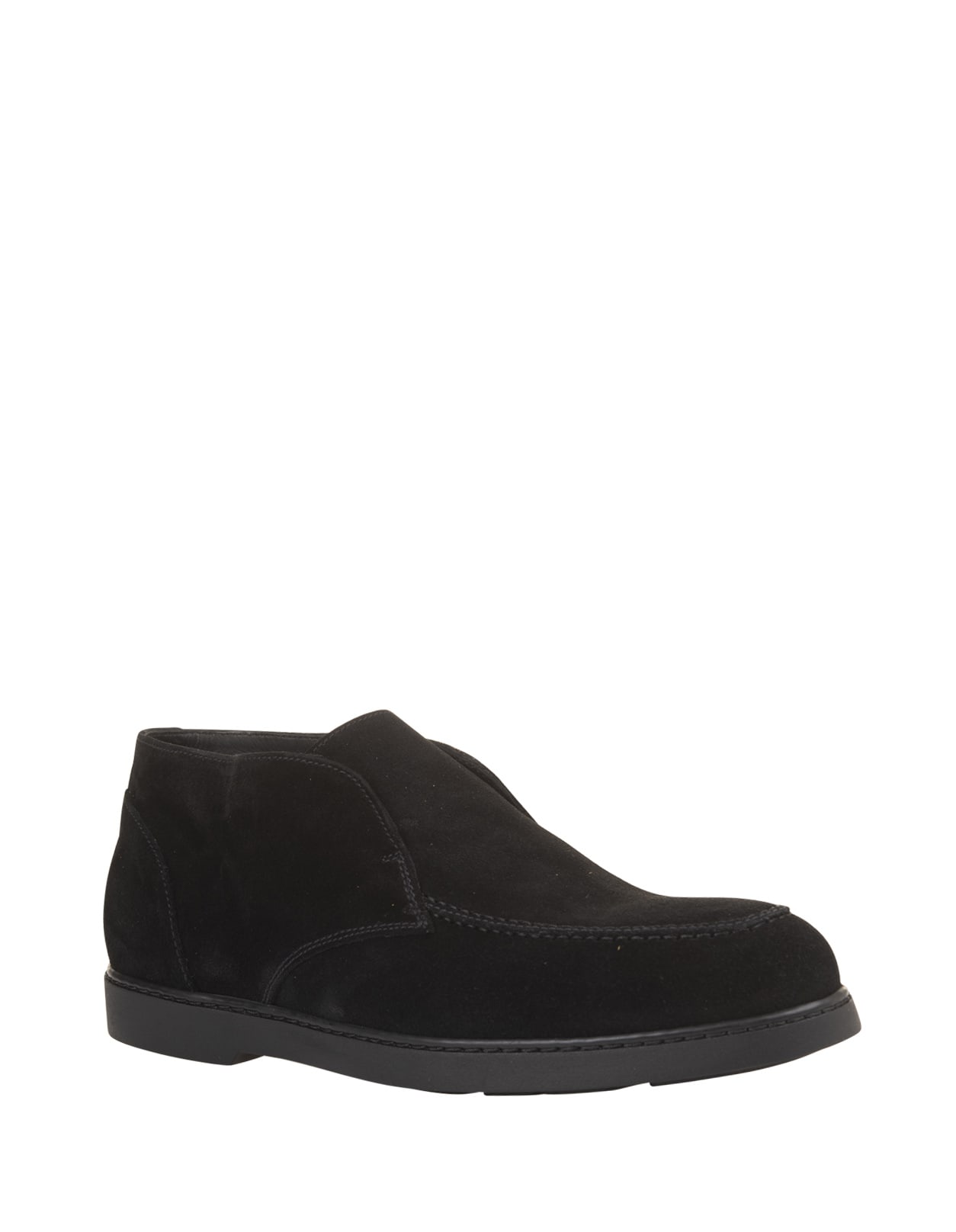 DOUCAL'S BLACK SUEDE SLIP-ON ANKLE BOOTS 