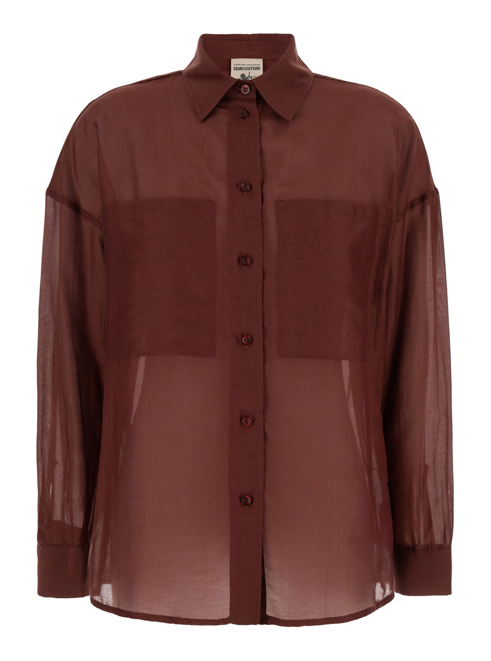 Brown Shirt With Pockets In Cotton Woman