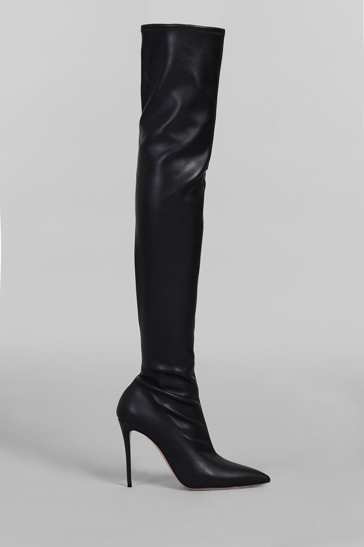 Casadei Julia High Heels Boots In Black Faux Leather