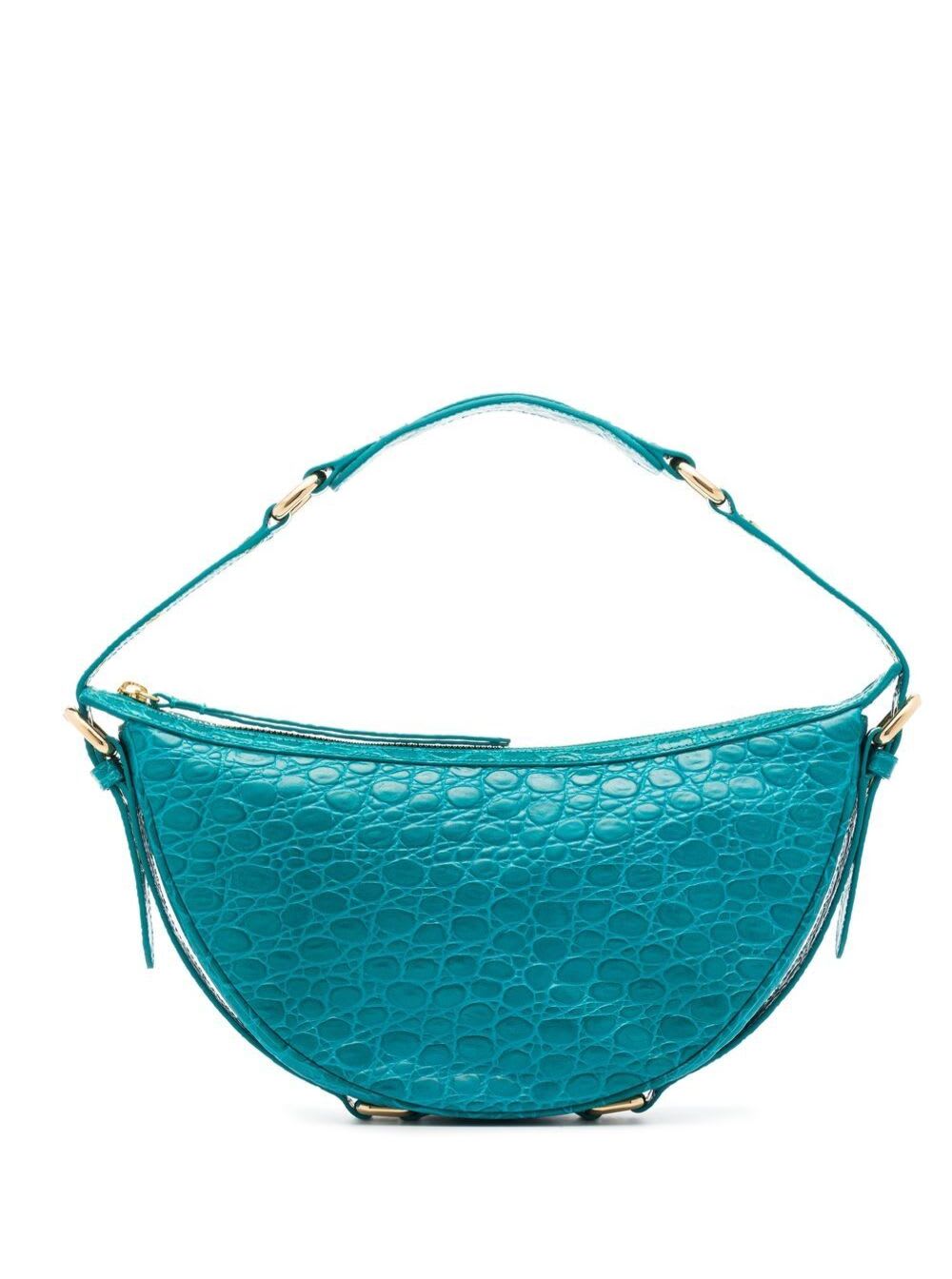 BY FAR Light Blue Crocodile Printed Leather Handbag With Gold-colored Details Woman